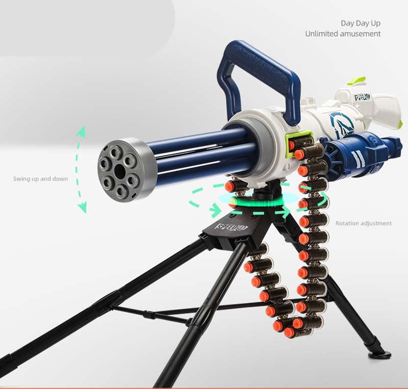 Lehui Electric Golden Gatling Minigun Dart Blaster Toy - High-Speed Foam Dart Shooting Gun for Outdoor Battles, Nerf War Games & Backyard Fun