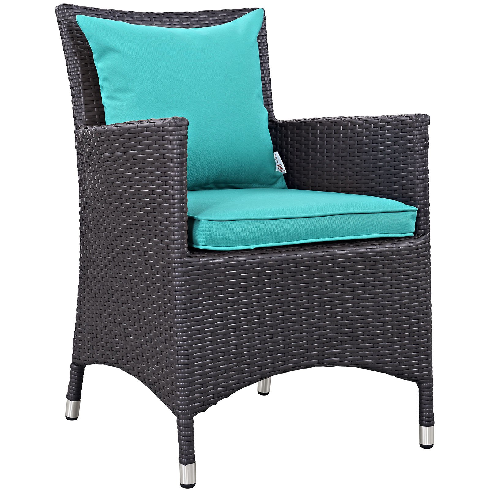 Modway EEI-2188-EXP-TRQ-SET 2-Piece Wicker Rattan Outdoor Patio Dining Armchair Set in Turquoise - Perfect for Backyard, Garden, Poolside & Patio Relaxation