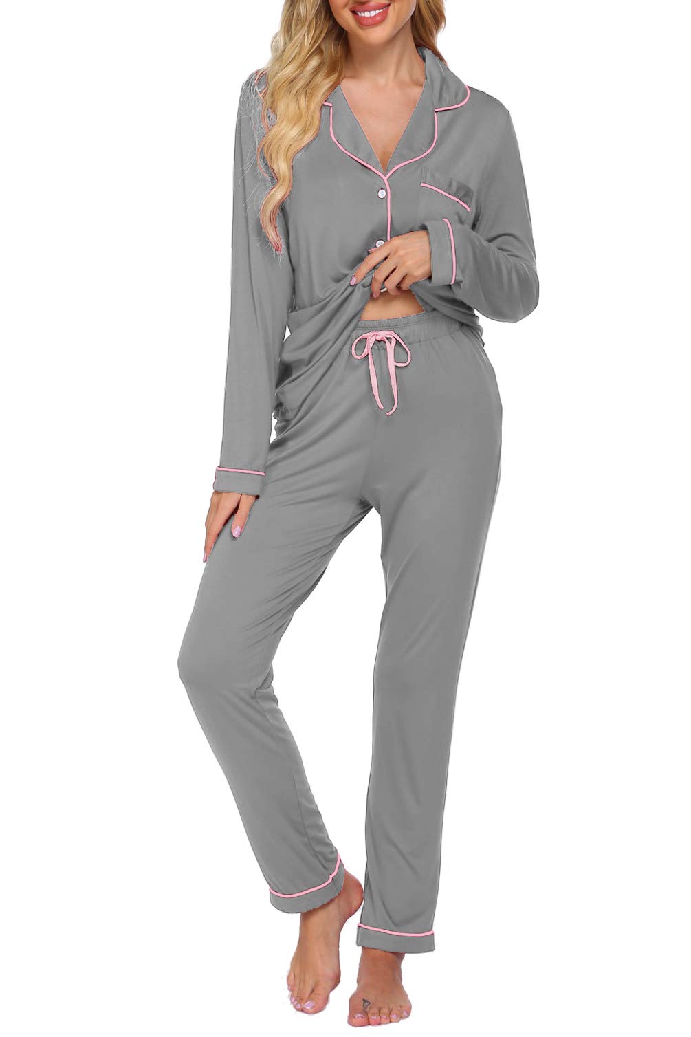 Women's Soft Long Sleeve Pajama Set - Button Down Sleepwear & Lounge Pjs for Cozy Nights at Home | Perfect for Winter, Sleepovers and Relaxing Evenings