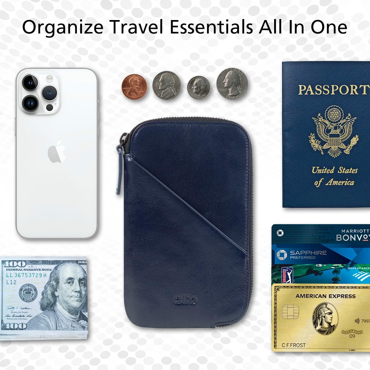 Premium Alto Travel Phone Wallet - Italian Leather Case & Passport Holder for iPhone 16/15/14/13/12 & Android (Up to 6.8