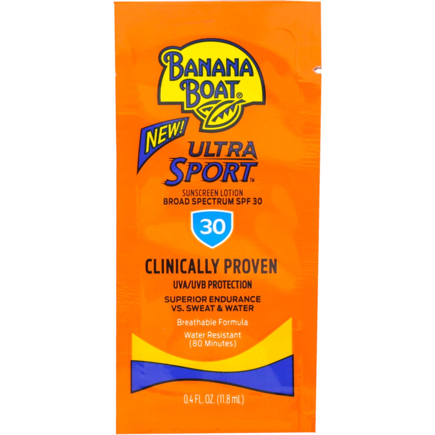Banana Boat Sport Sunscreen SPF 30 - 200 Travel Packets (1 Pack) | Water-Resistant Sun Protection Lotion for Outdoor Activities, Swimming & Beach Days
