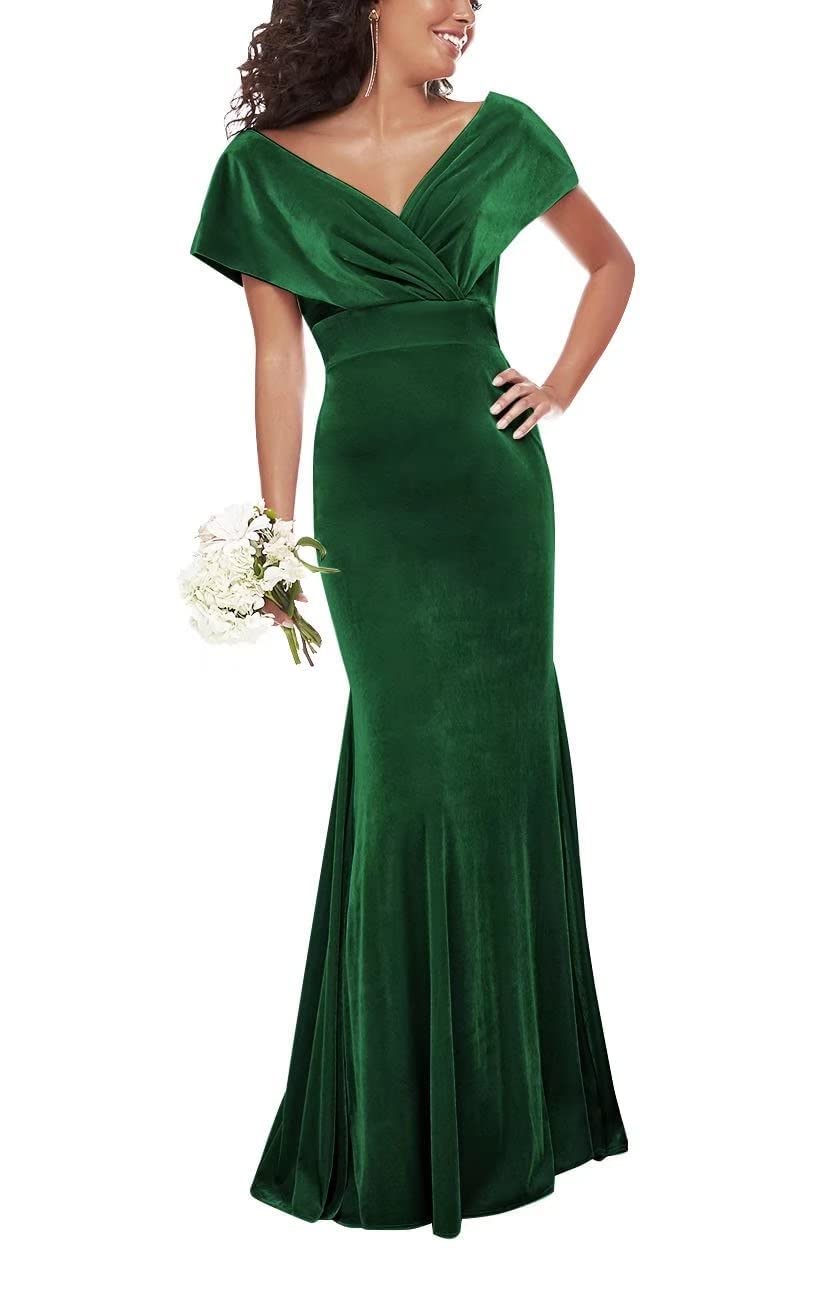 Velvet Prom Dresses for Women 2023 | Off Shoulder V-Neck Mermaid Evening Gowns | Elegant Bridesmaid & Party Dresses for Weddings, Galas & Formal Events