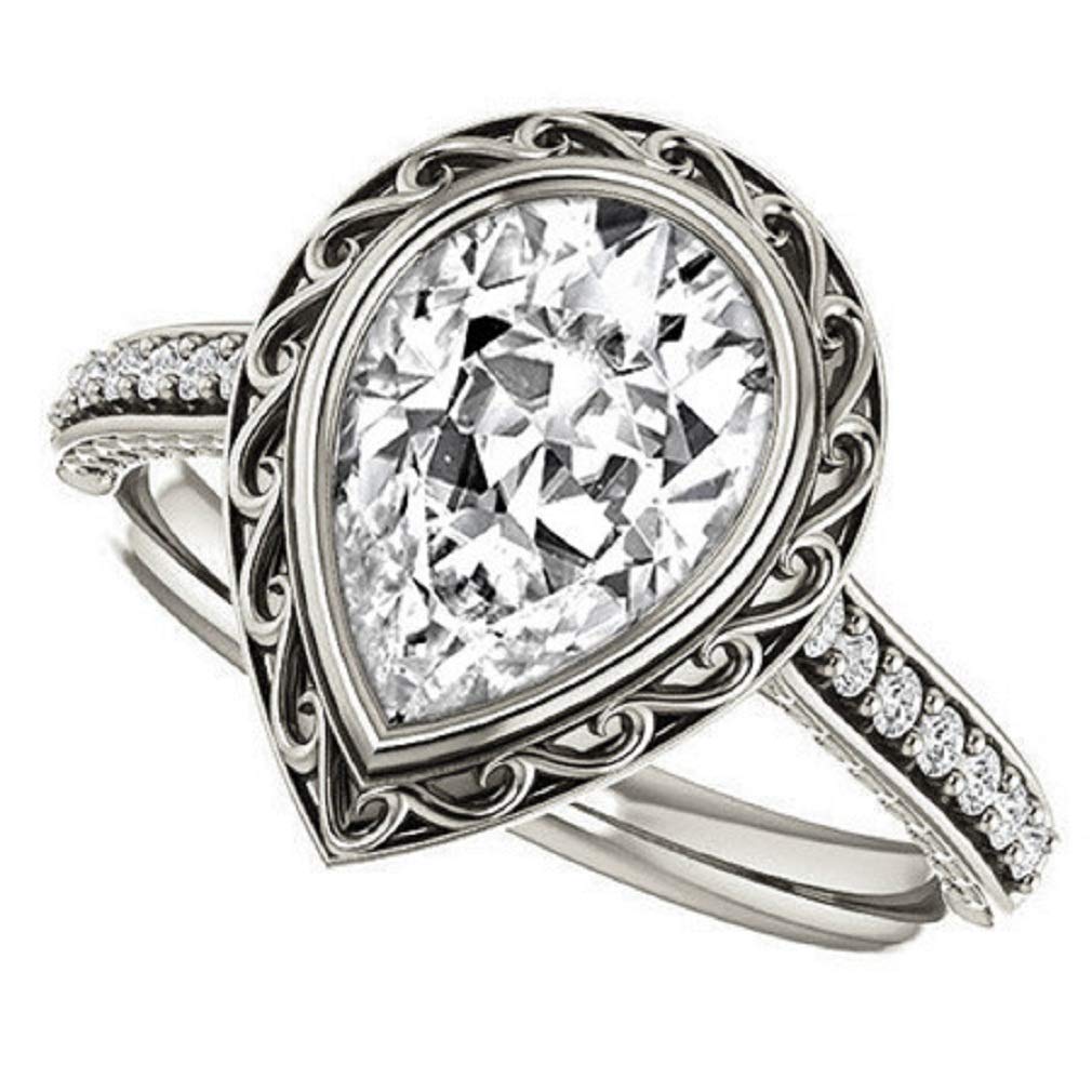 2.00CT Pear Cut VVS1 Colorless Moissanite Bridal Ring Set in 925 Sterling Silver - Perfect for Engagement, Wedding & Gifts | Elegant & Timeless Jewelry for Special Occasions