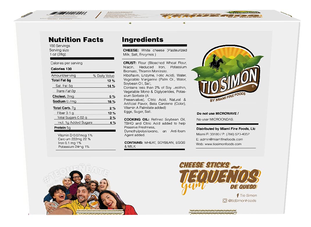 Tio Simon Pre-Cooked Tequeños - Frozen Cheese Filled Sticks (100 Count) | Authentic Venezuelan Appetizer for Parties, Snacking & Game Day