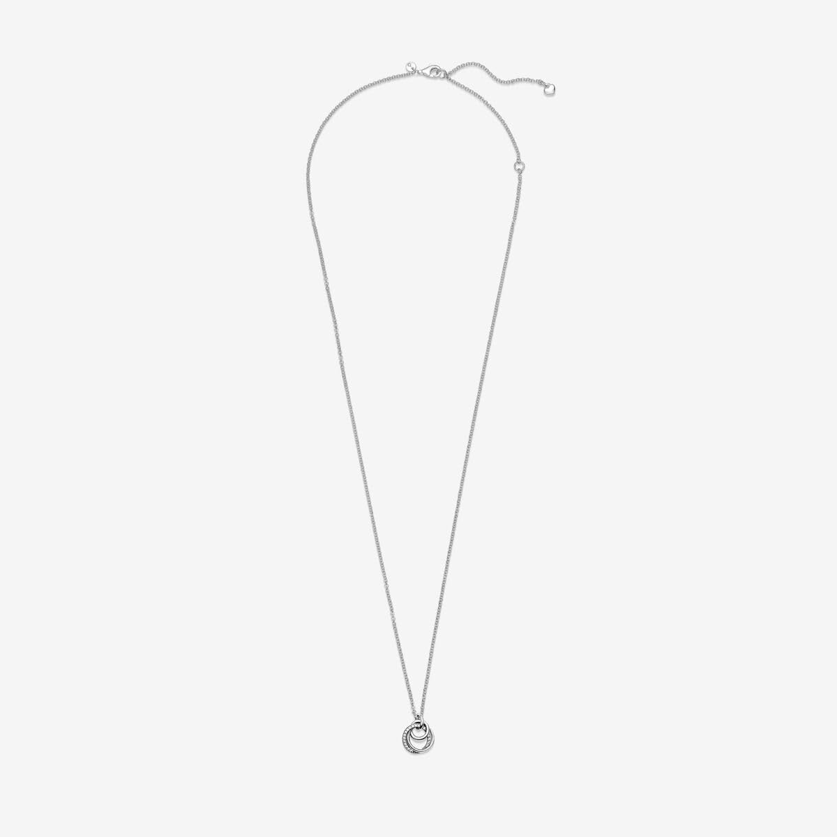 PANDORA Family Always Encircled Pendant Necklace - Adjustable Sterling Silver Necklace with Lobster Clasp & Cubic Zirconia - Elegant Gift for Women - Includes Gift Box (23.6