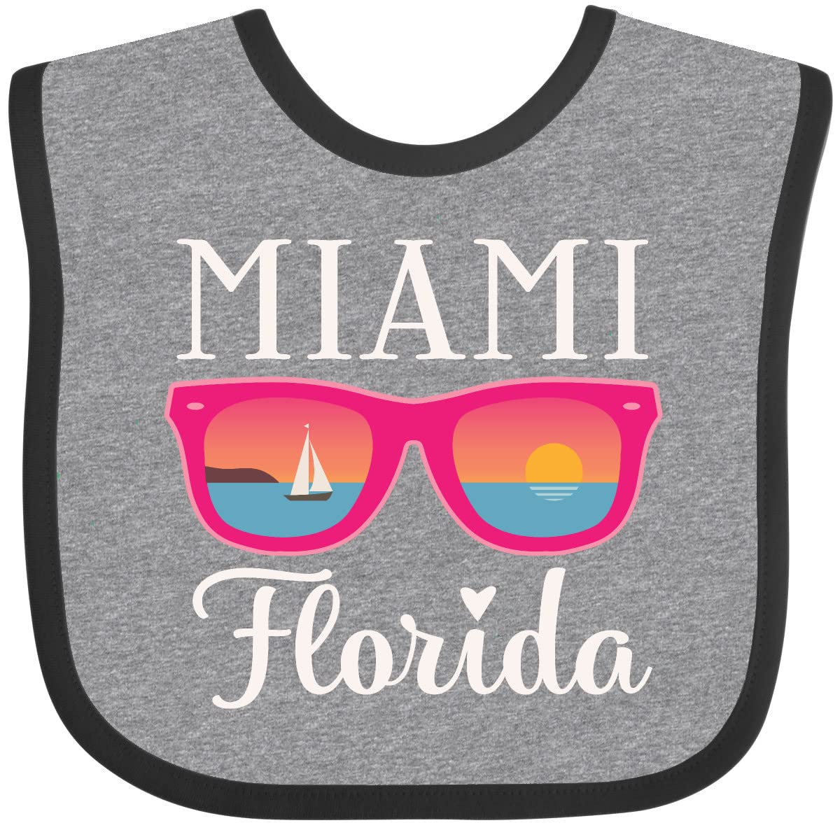 Inktastic Miami Florida Vacation Beach Trip Baby Bib - Soft Cotton Drool Bib for Infants & Toddlers - Perfect for Travel, Beach Outings & Family Vacations