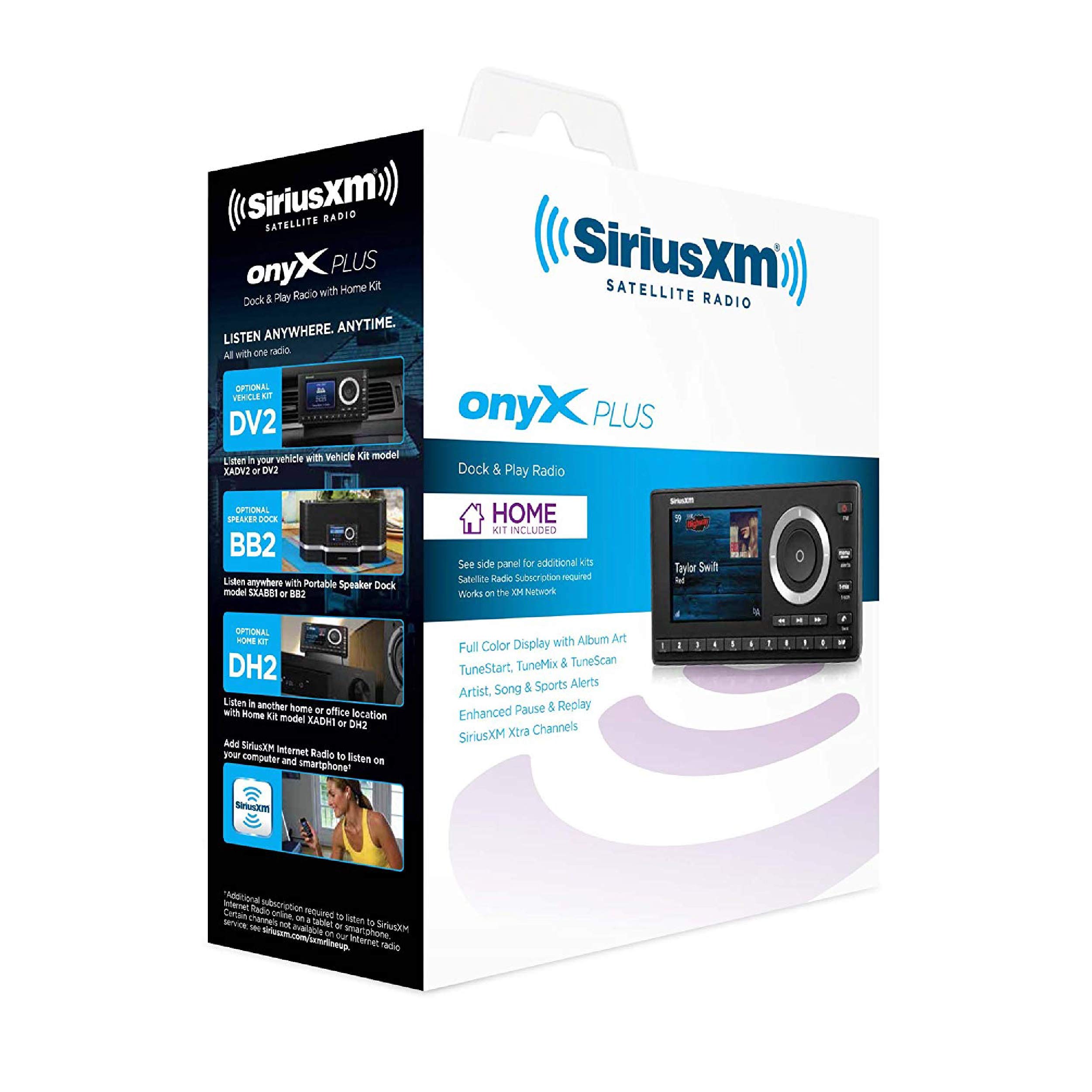SiriusXM SXPL1H1 Onyx Plus Satellite Radio with Home Kit - Stream SiriusXM Music & Talk Shows on Home Stereo or Powered Speakers - Perfect for Living Room, Office & Entertainment Spaces