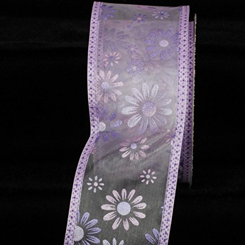 Shimmering Orchid Sheer Flower Wired Craft Ribbon - 2.5 Inch x 40 Yards - Perfect for Gift Wrapping, Floral Arrangements, Wedding Decorations & DIY Crafts