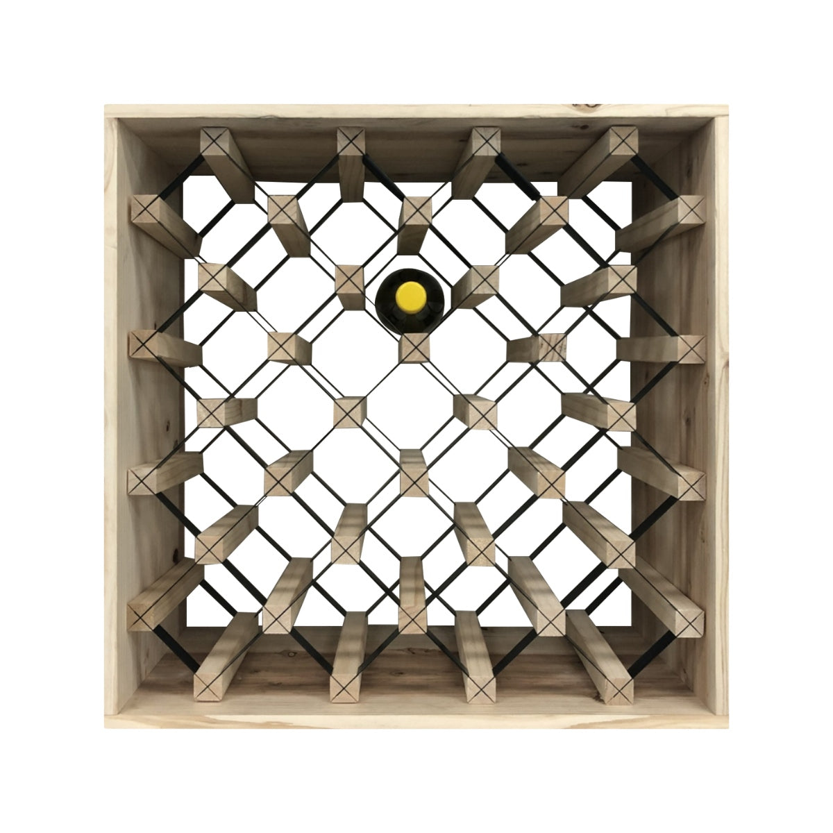 25 Bottle Diamond Cube Wine Rack - Black Onyx & Natural Wood Finish | 18mm Thick Premium Wine Storage for Home Bar, Kitchen, or Dining Room Display