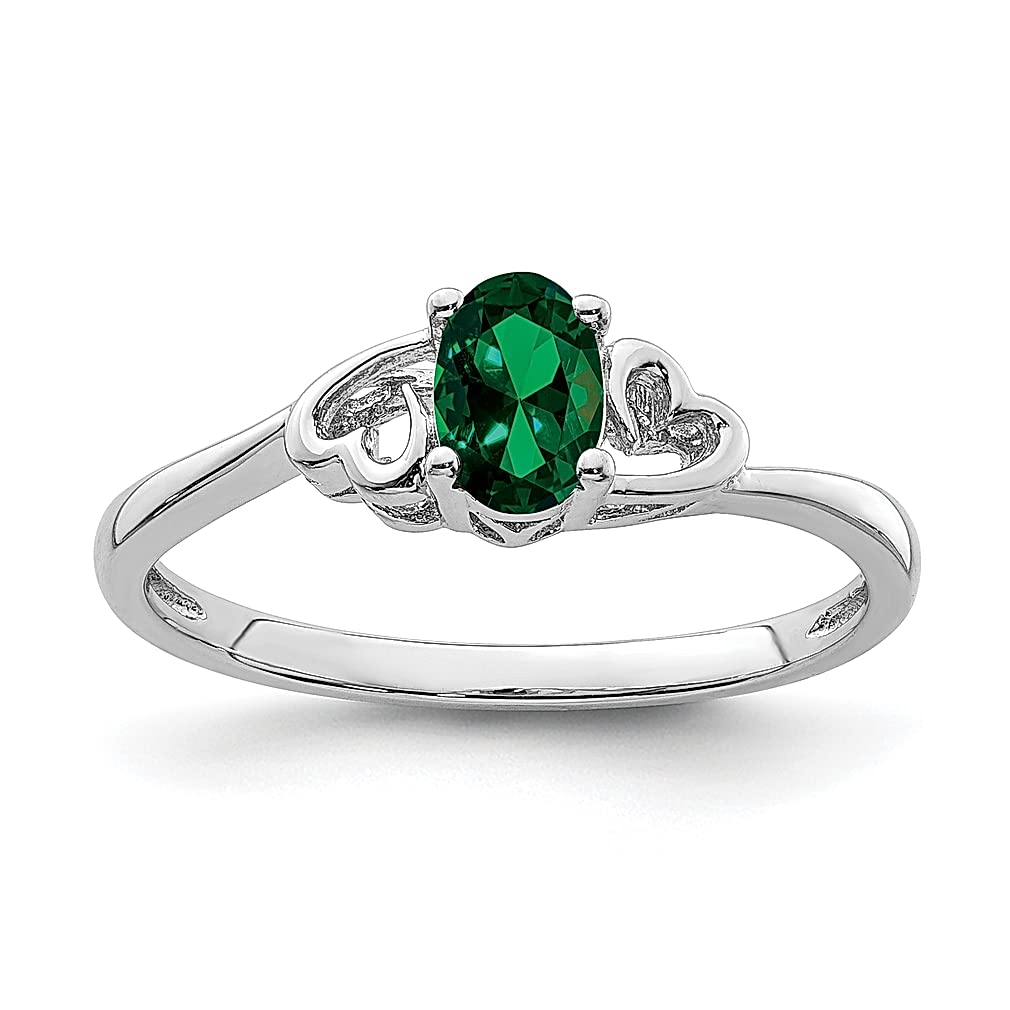 925 Sterling Silver Green Emerald Band Ring - May Birthstone Jewelry for Women, Elegant Gemstone Ring for Her, Perfect Gift for Anniversary, Birthday & Special Occasions