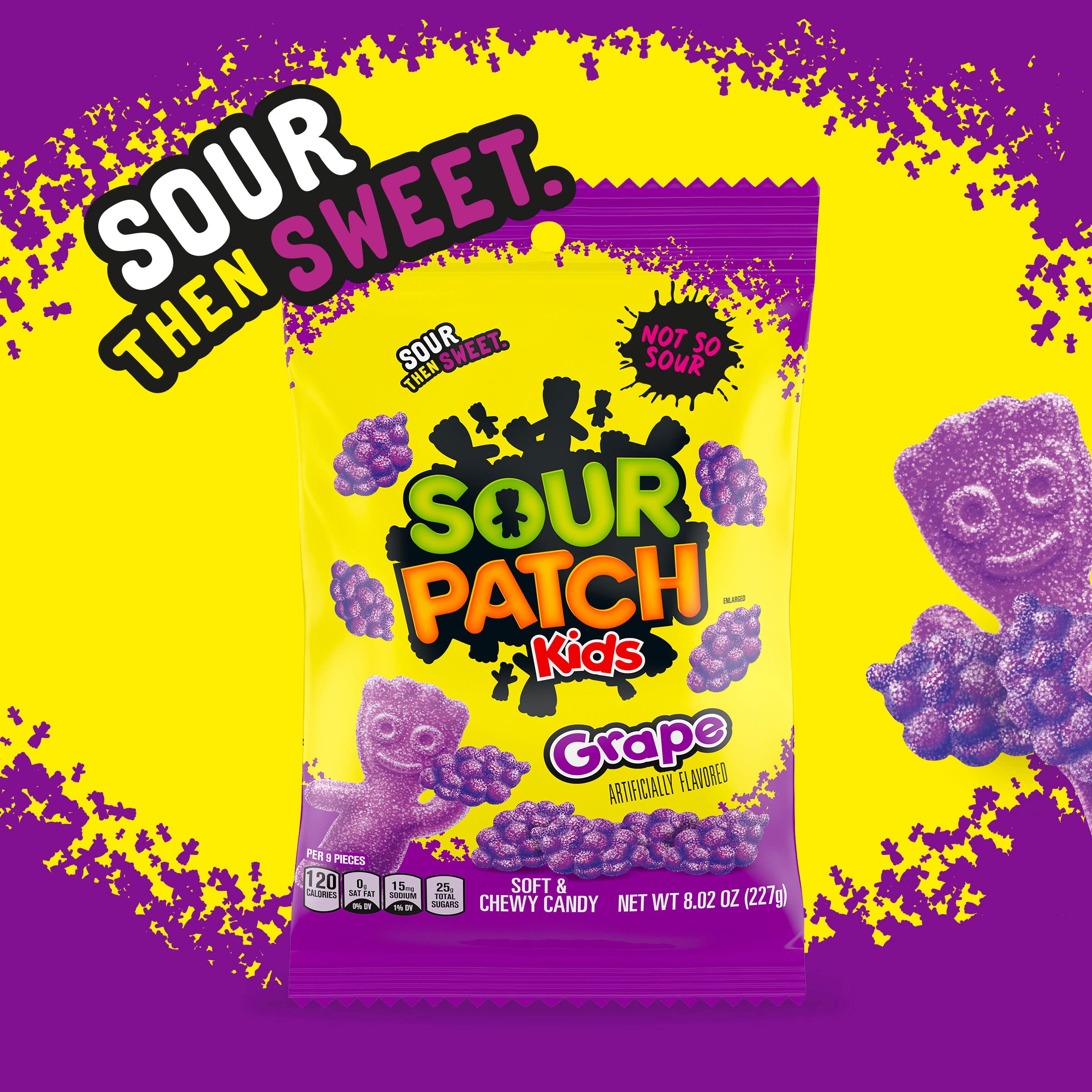 Sour Patch Kids Grape Soft & Chewy Candy - 8.02 oz Pack - Sweet & Tangy Sour Candy for Parties, Movies & Snacking