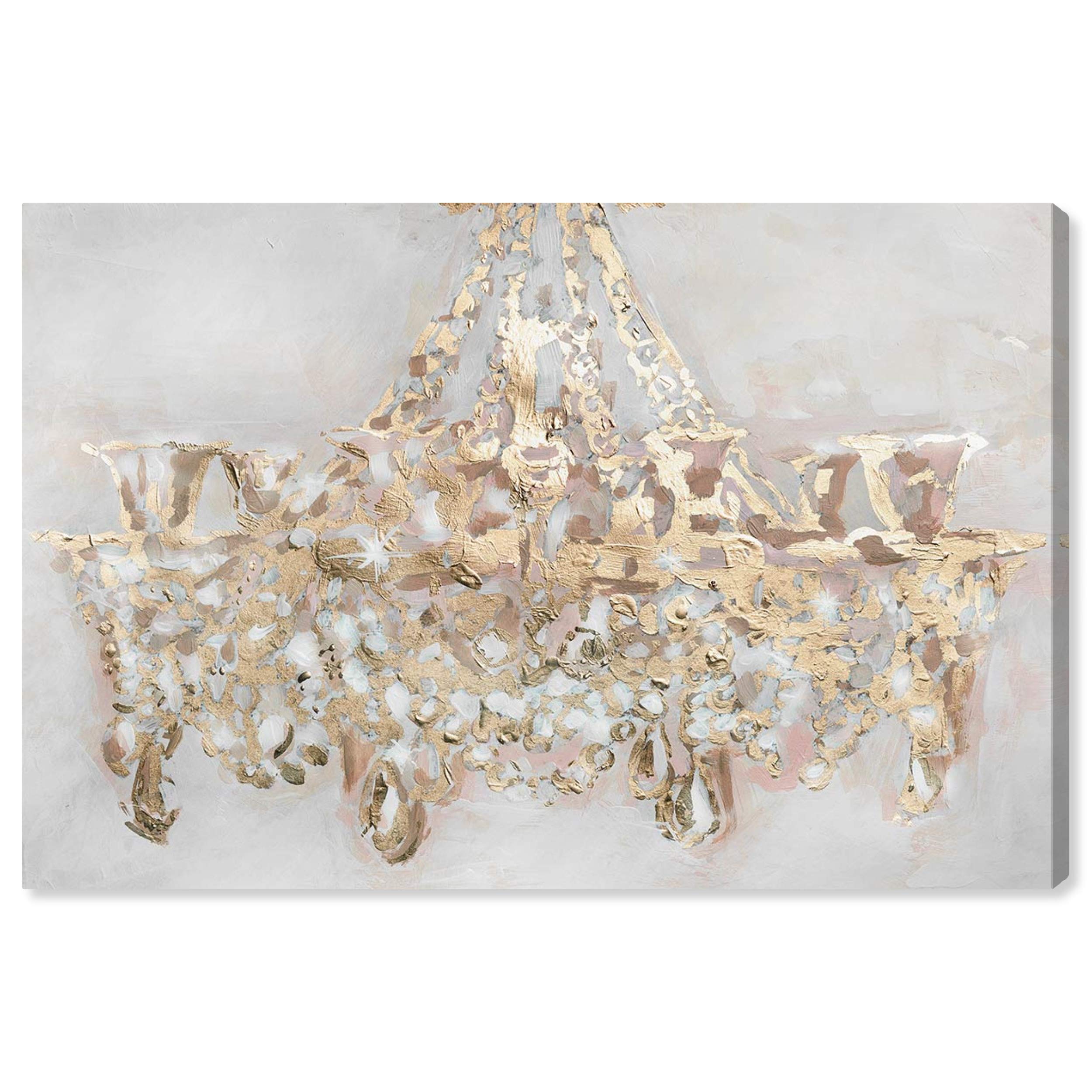 Oliver Gal Artist Co. 'Candelabro' Chandelier Wall Art Canvas Print - 54x36 Inches Gold & White Fashion Glam Home Decor - Perfect for Living Room, Bedroom, or Dining Room