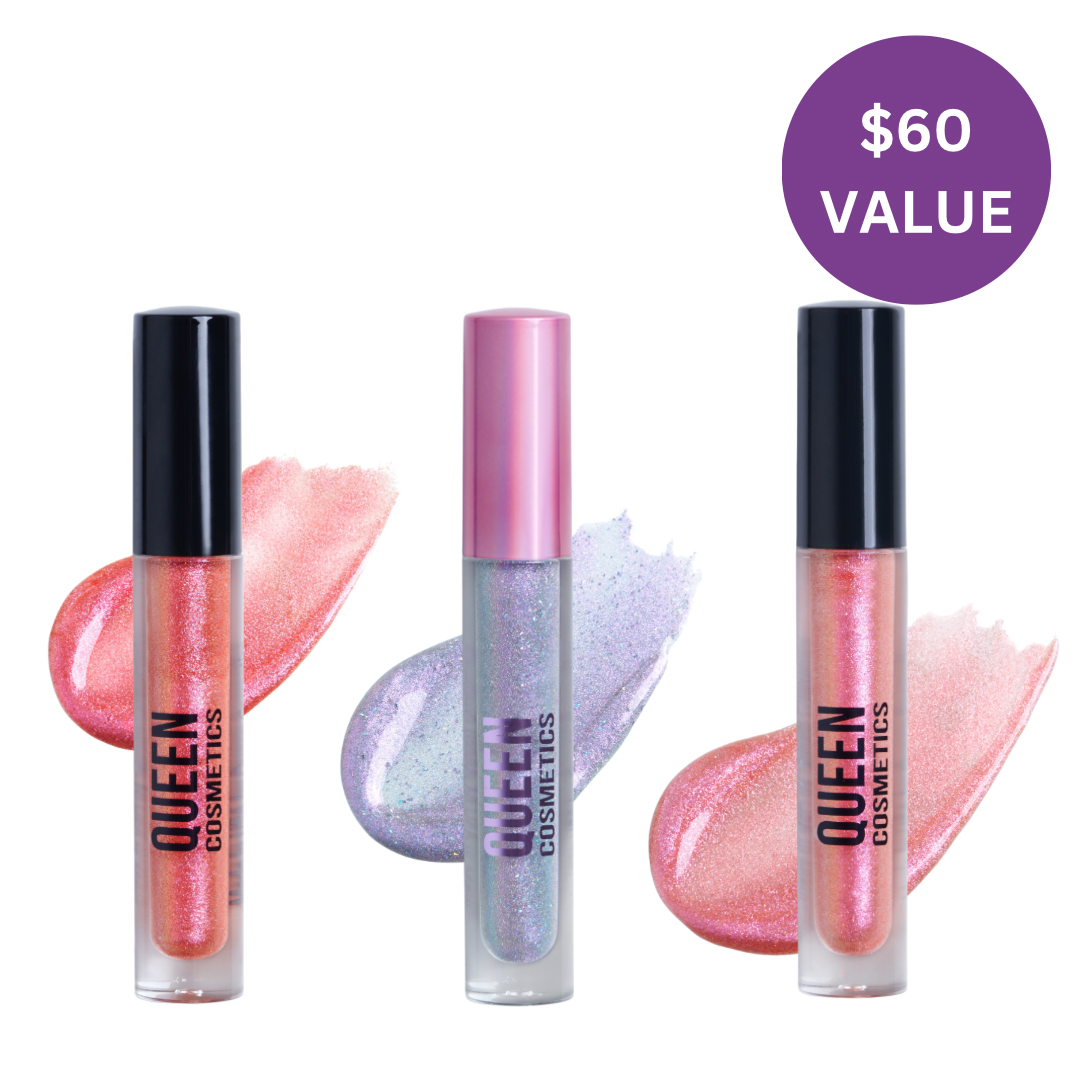 Pink Princess High Shine Lip Gloss Trio Set - 3 Pack Moisturizing & Plumping Lip Glosses for Women - Perfect for Everyday Wear, Date Night & Special Occasions