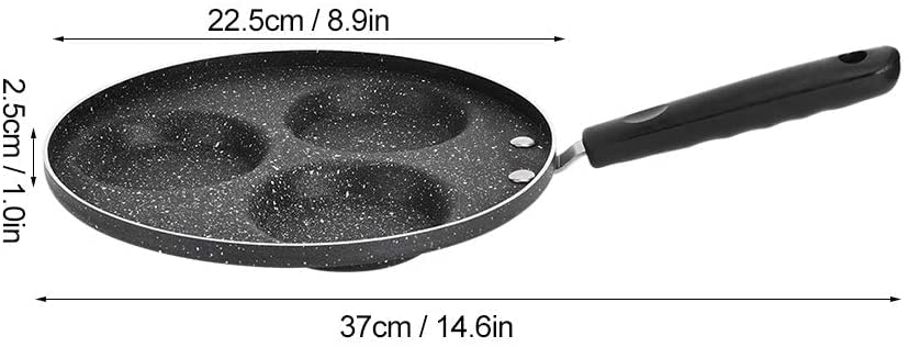 Nonstick 3-Hole Egg Frying Pan - Round Omelet Burger Pancake Pan with Non-Stick Coating | Perfect for Home Kitchen, Breakfast Cooking & Camping Trips | Durable Cookware for Eggs, Pancakes & Sandwiches
