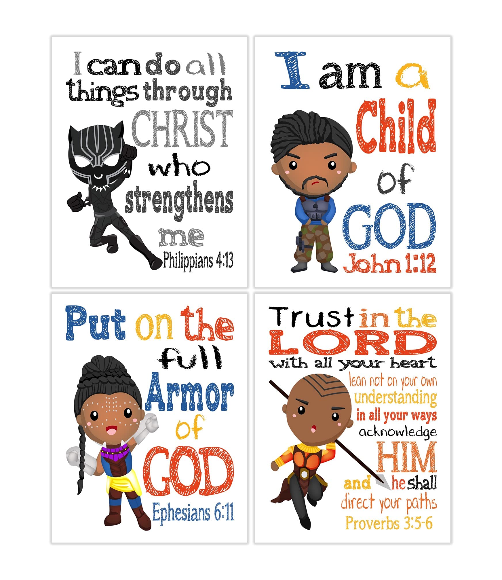Superhero Nursery Decor Set - Black Panther, Okoye, Shuri & Killmonger for Baby Room