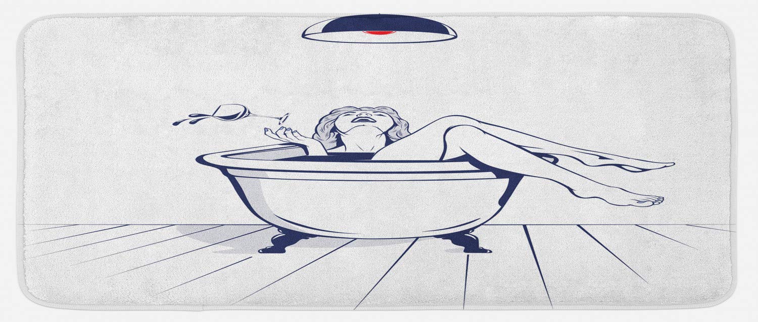Ambesonne Non-Slip Plush Kitchen Mat with Wine Art - 47