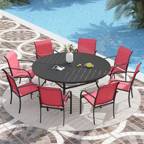 Red Chairs and Black Table