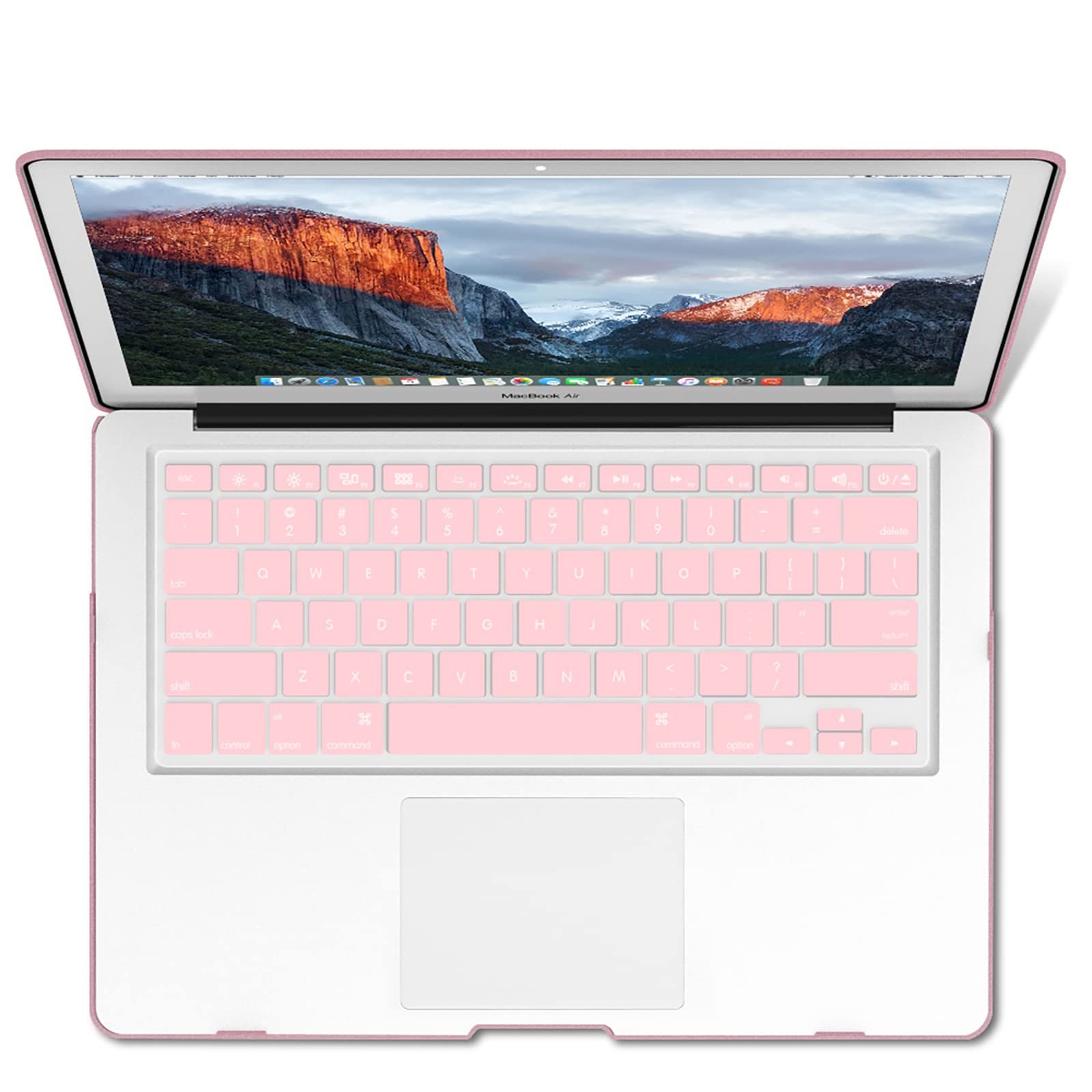 IBENZER MacBook Pro 15 Inch Case (2012-2015) - Soft Touch Hard Shell Cover with Keyboard Protector for Apple MacBook Pro 15 Retina Display A1398 - Rose Gold (R15MPK+1A) | Perfect for Work, Travel & Home Use