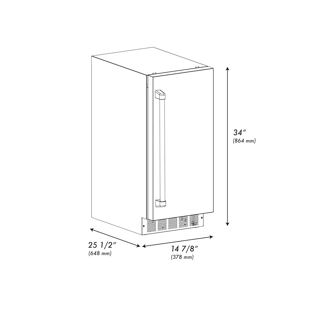 ZLINE Autograph Edition 15 Inch Clear Cube Ice Maker with Drain Pump - Stainless Steel Door & Champagne Bronze Handle - Commercial & Home Bar Use (ICCDZ ST 15 CB) - Perfect for Restaurants, Parties & Outdoor Entertaining
