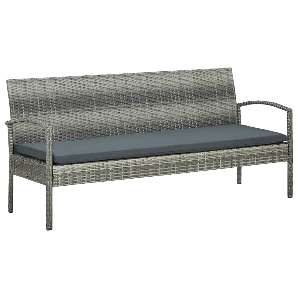 All-Weather 3-Seater Patio Sectional Sofa Set with Cushions - Gray Poly Rattan Outdoor Furniture for Deck, Poolside, Backyard & Porch - Perfect for Relaxing, Entertaining & Lounging in Any Season
