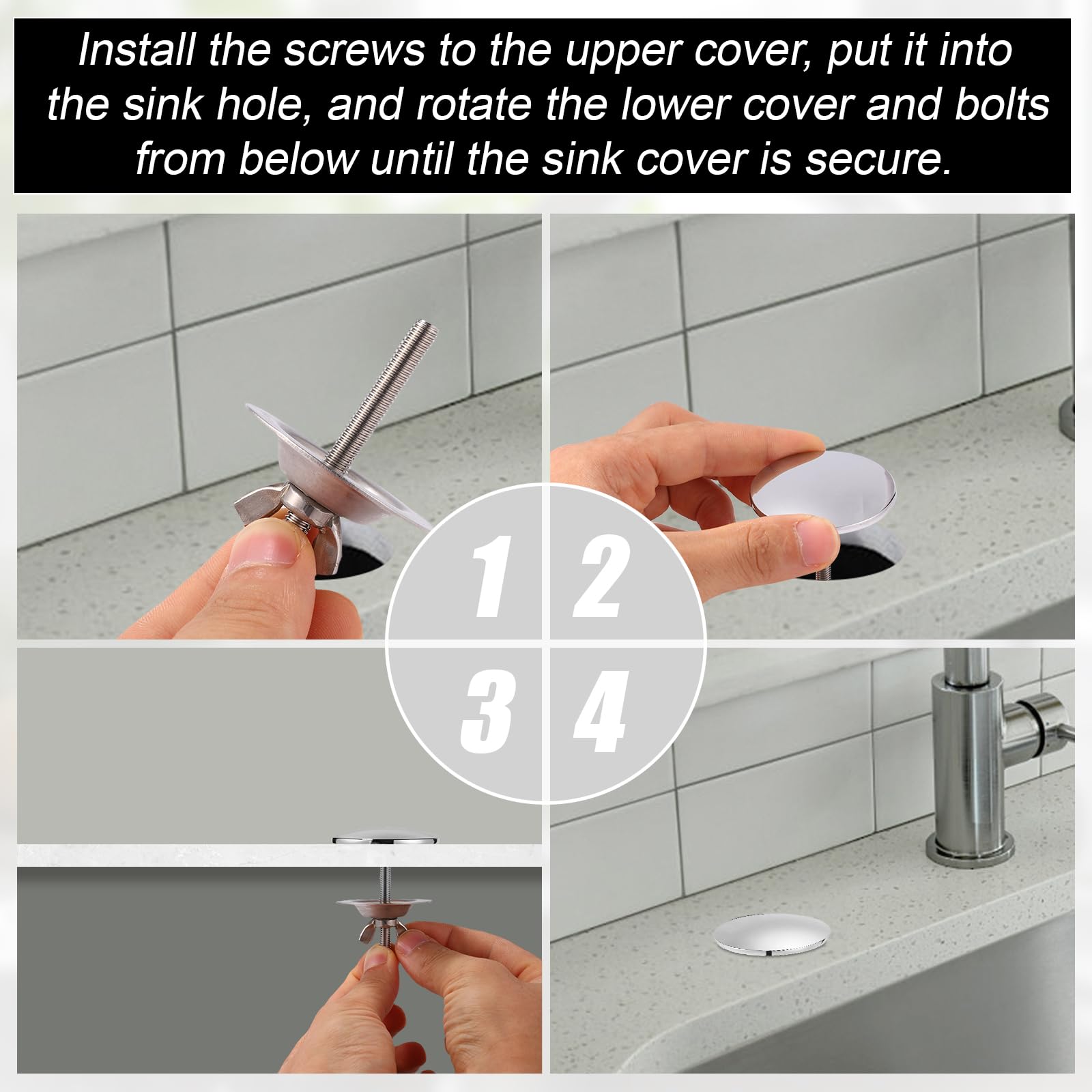 Premium Stainless Steel & Zinc Alloy Kitchen Sink Hole Cover - Durable Faucet Hole Plug for Kitchen Sink, Silver Sink Accessories | Perfect for Leak Prevention & Aesthetic Upgrade in Modern Kitchens