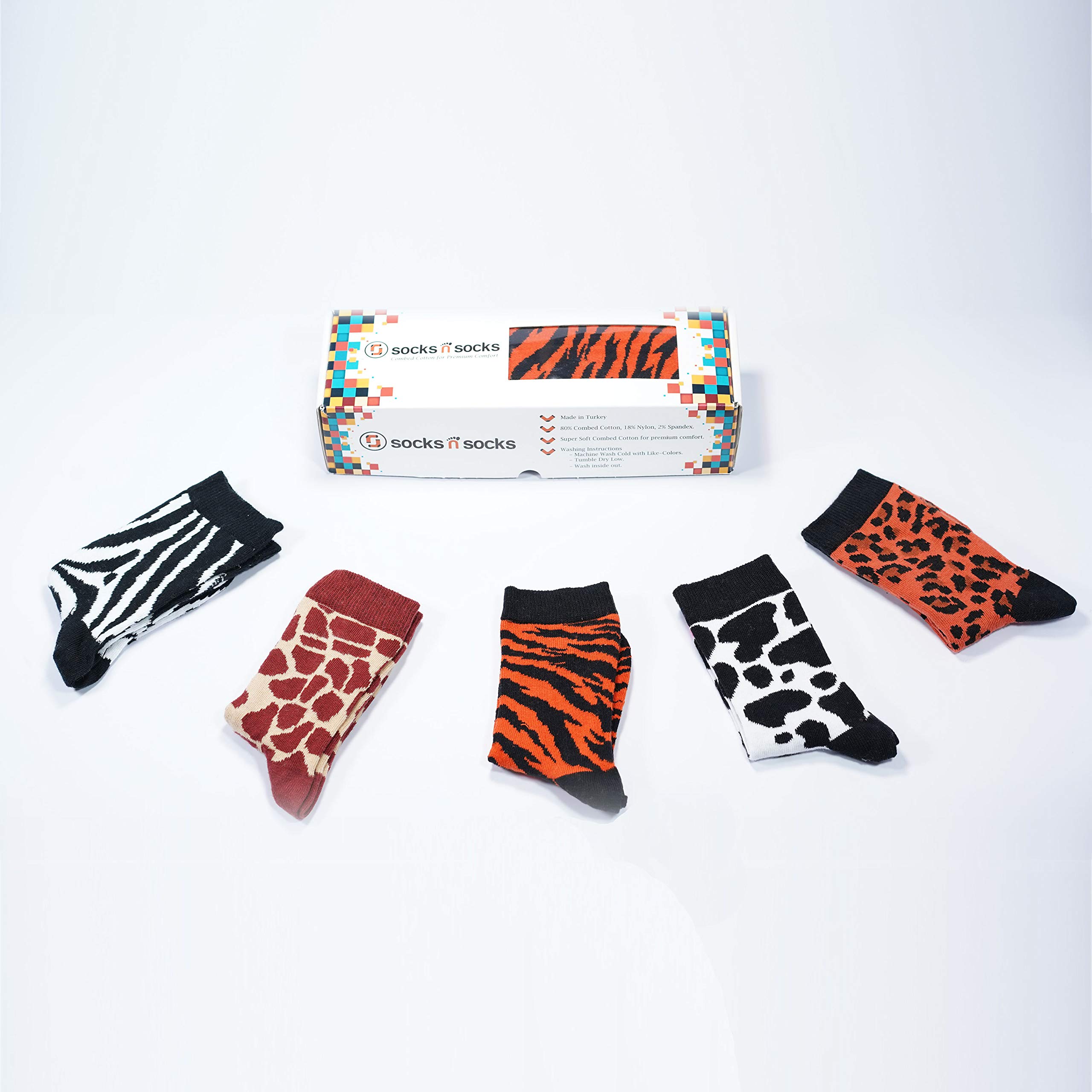 Kids 5-Pair Fun Colorful Cotton Crew Socks Gift Set - Soft Comfortable Dress Socks for School, Sports & Everyday Wear