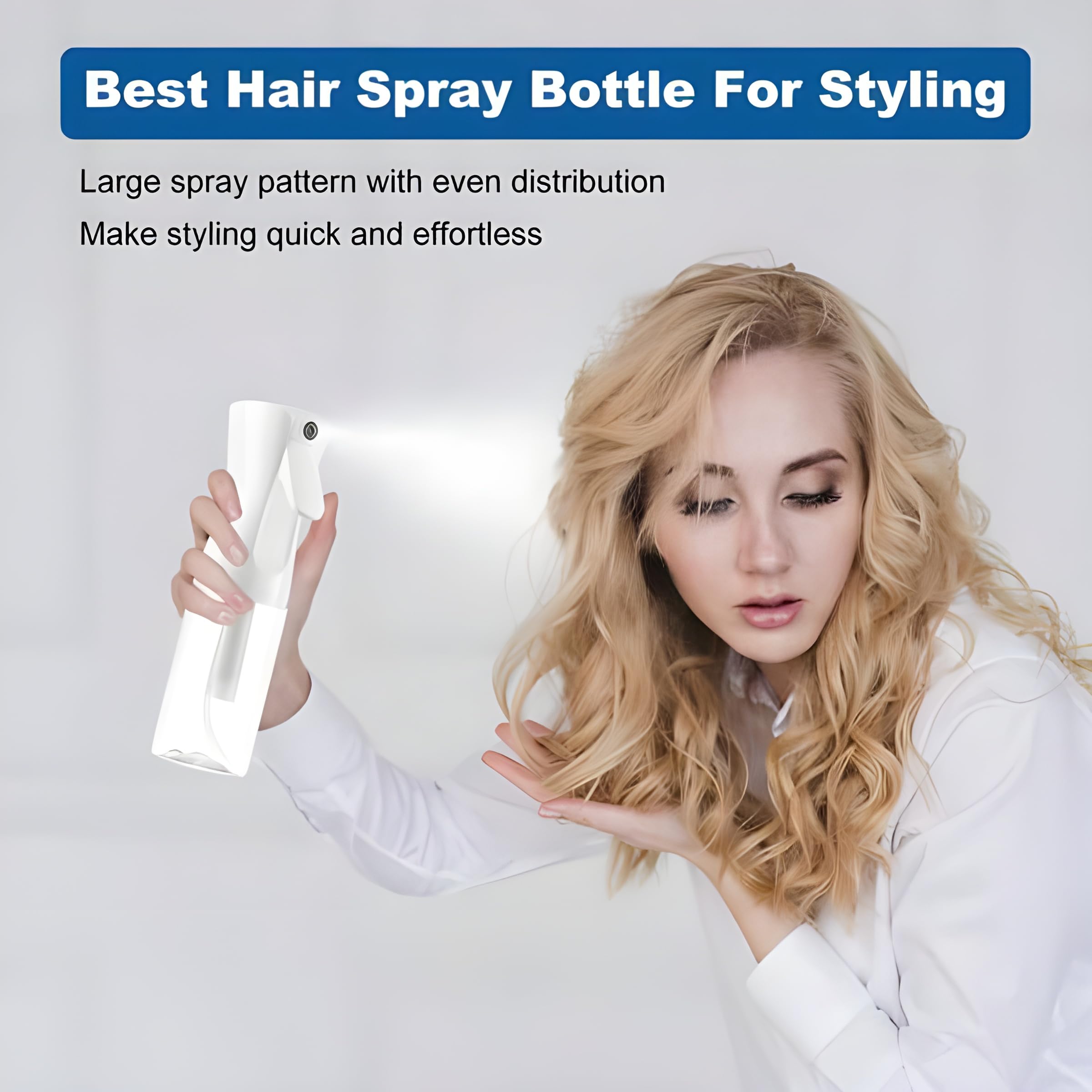JIALTO Continuous Pressurized 360 Fine Mist Hair Spray Bottle - 300ML Salon-Quality Water Sprayer for Hydration & Styling - Perfect for Hair Care, Plants, Cleaning & Travel Use