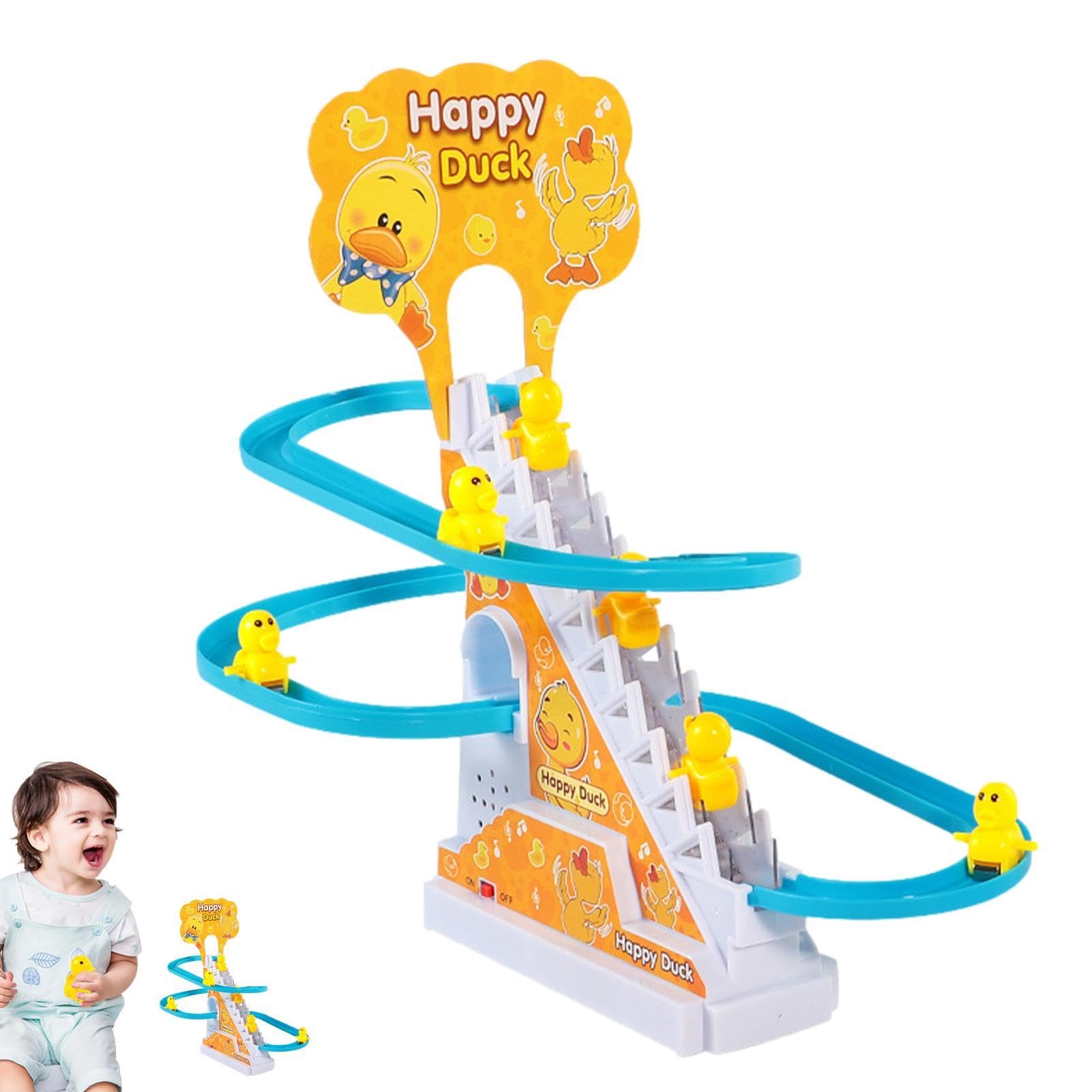 Duck Slide Stairs Climbing Toy for Kids - LED Light & Music Indoor Play Set with Assembling Tracks - Fun Educational Home Decor for Toddlers (Perfect for Birthday Gifts & Playroom Activities)