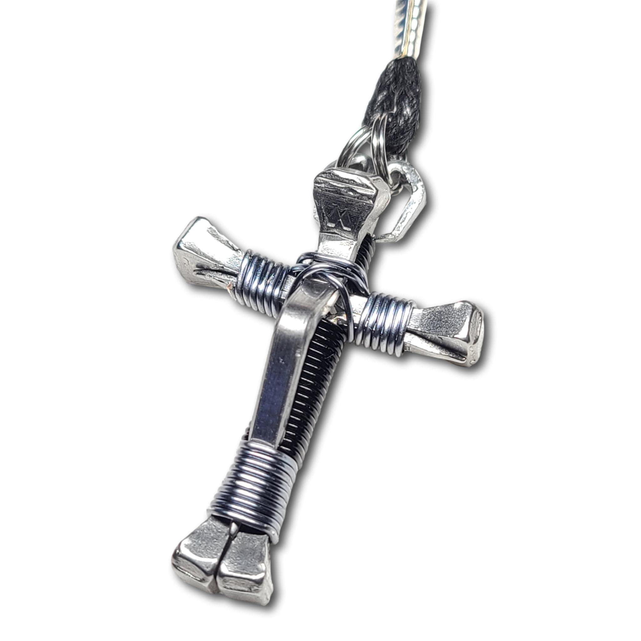 5 Pack Black & Grey Horseshoe Nail Cross Necklace for Men Women - Religious Jewelry Gift for Baptism, Confirmation & Everyday Wear