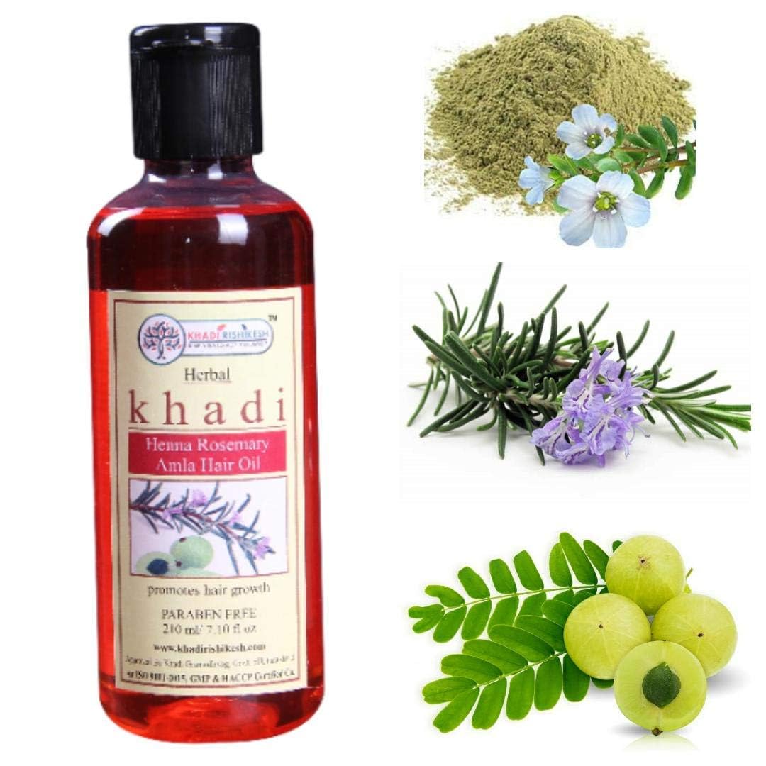 Khadi Rishikesh Herbal Rosemary Amla Hair Oil for Hair Growth - 200ml | Controls Hair Fall & Strengthens Hair | Promotes Thickness | Paraben-Free for Women & Men | Free Keychain Included | Perfect for Daily Scalp Massage & Hair Care Routine
