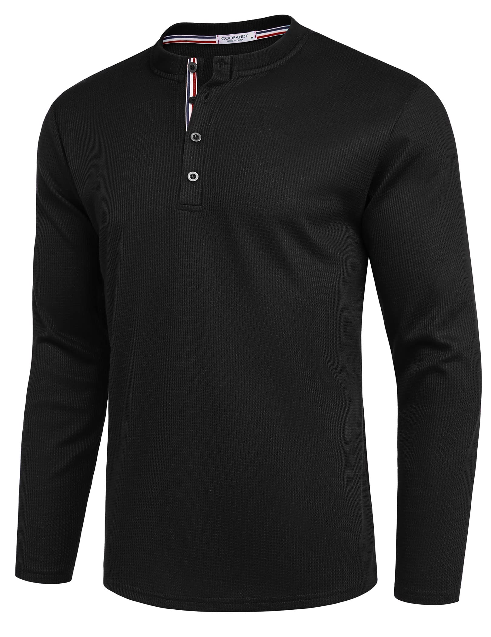 COOFANDY Men's Slim Fit Long Sleeve Waffle Henley Shirt - Lightweight Casual Button Up Shirt for Men - Perfect for Fall Outfits, Date Nights & Layering