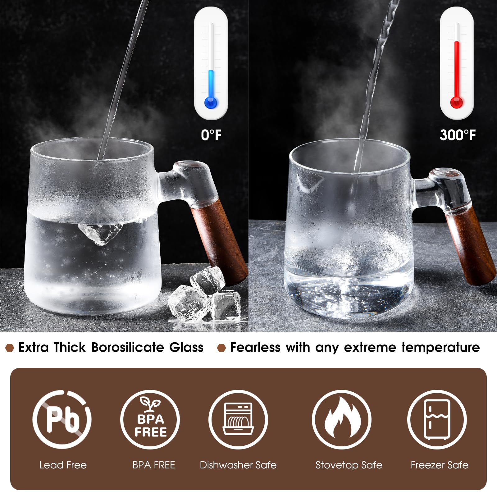 17oz/500ml Borosilicate Glass Tea Cup with Infuser & Lid - Heat Resistant, Microwave & Dishwasher Safe Loose Leaf Tea Mug - Perfect for Home, Office, and Gift Giving