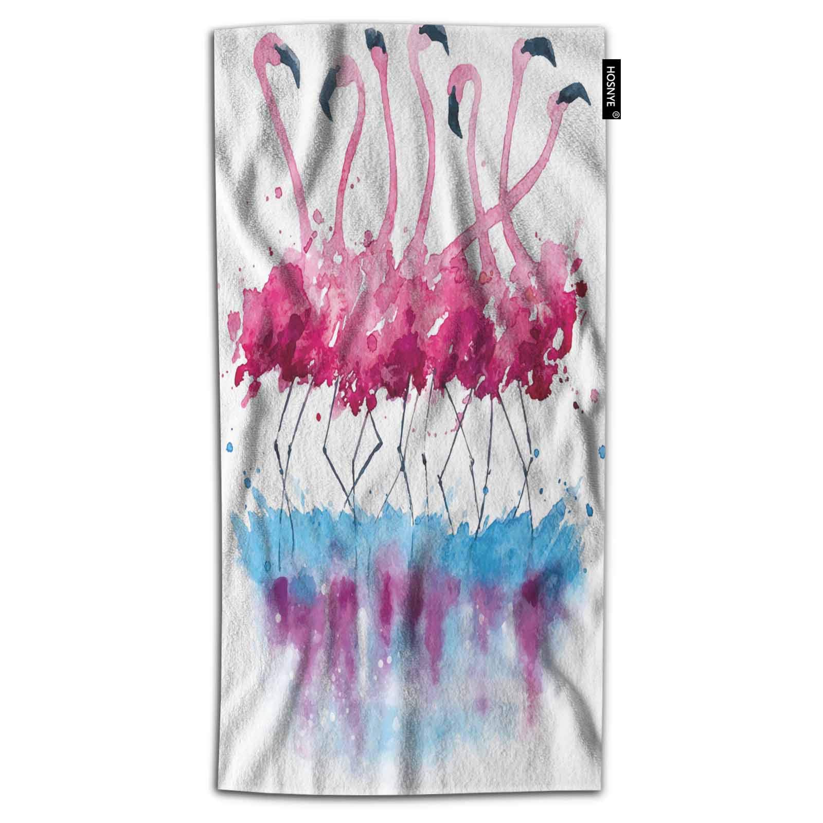Premium Flamingo Hand Towel Set - Soft, Absorbent Bath & Kitchen Towels with Elegant Watercolor Flamingo Design - Perfect for Bathroom, Beach, Spa, Gym & Yoga