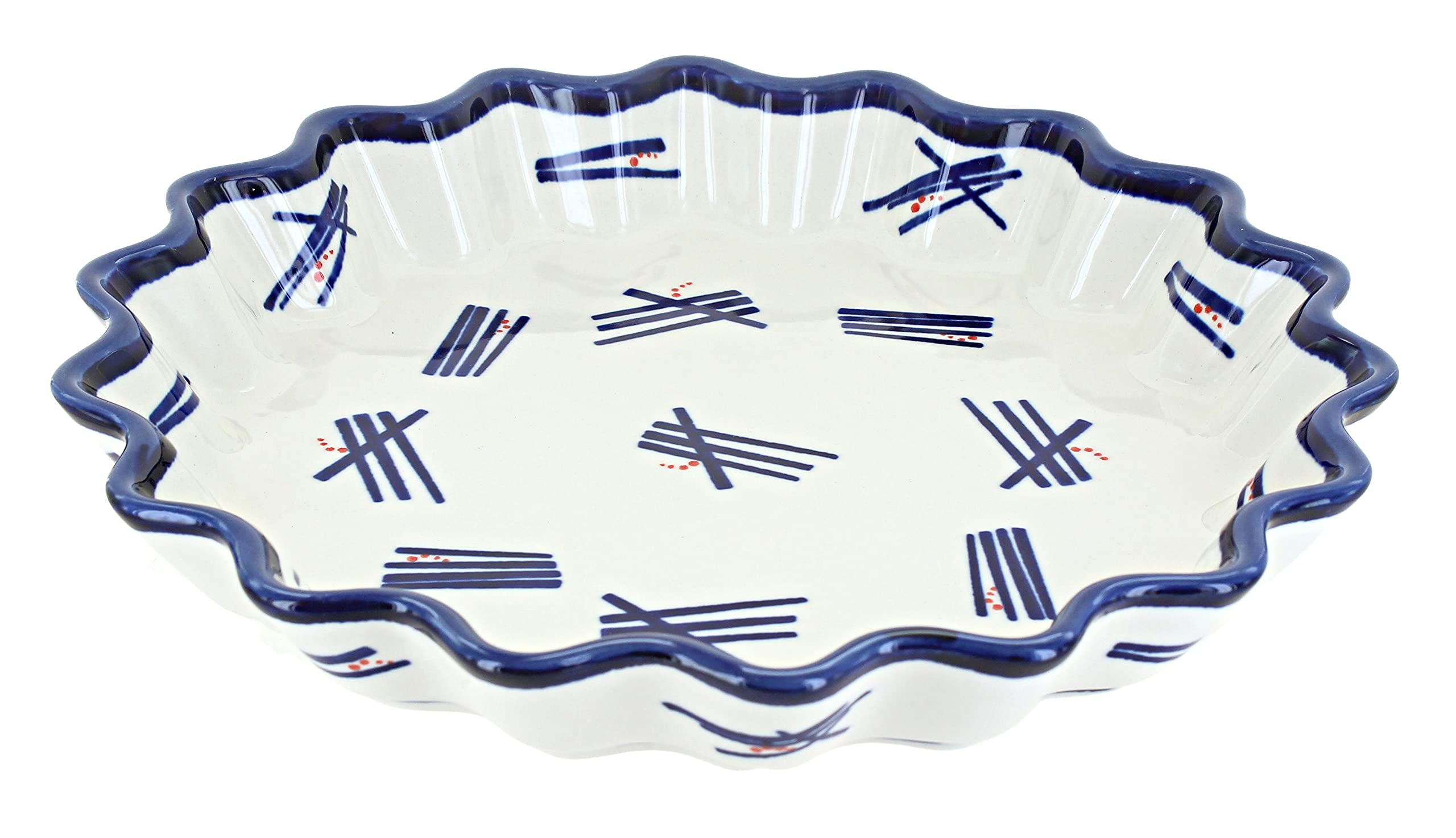 Handmade Blue Rose Polish Pottery Zoe Quiche Dish - Authentic Ceramic Baking Dish for Quiche, Pie & Desserts - Perfect for Dinner Parties, Holiday Baking & Gift Giving