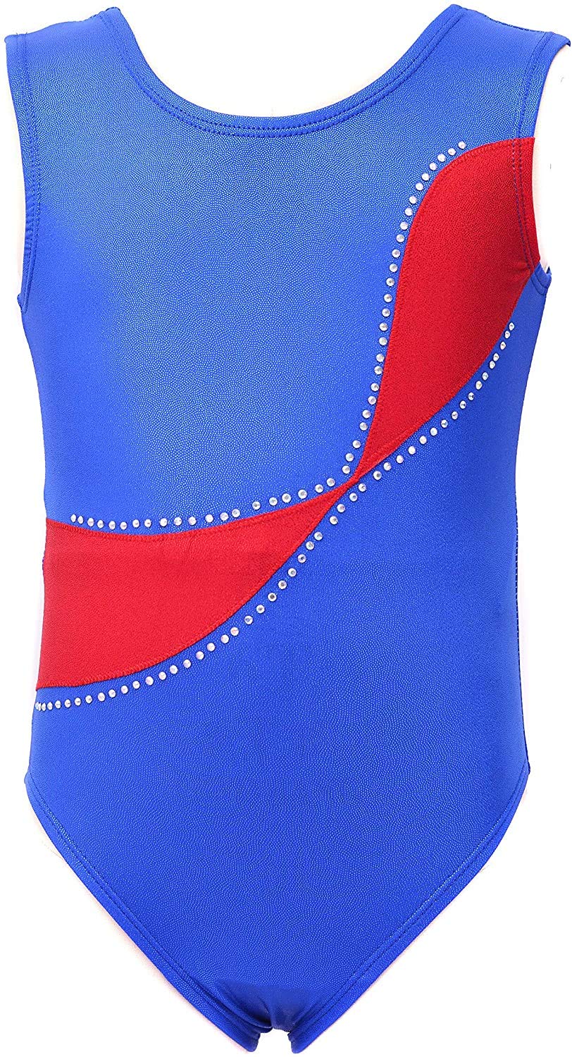 Dancina Girls Gymnastics Tank Top Leotard Dancewear 8 Red Swoosh - Perfect for Ballet, Cheerleading & Performance