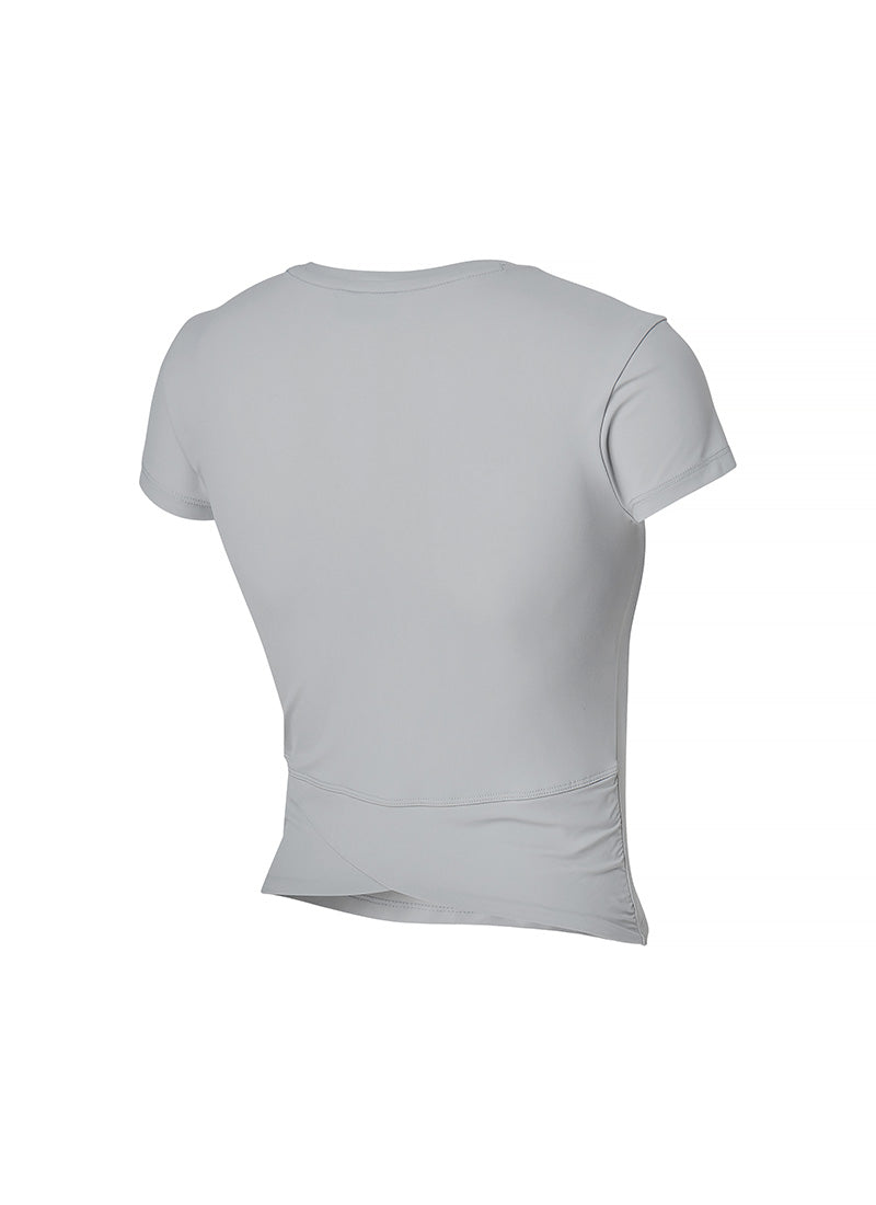 Lightweight Tricot Overlap Short Sleeve Top for Women - Breathable Summer Blouse for Casual Wear, Office & Outdoor Activities