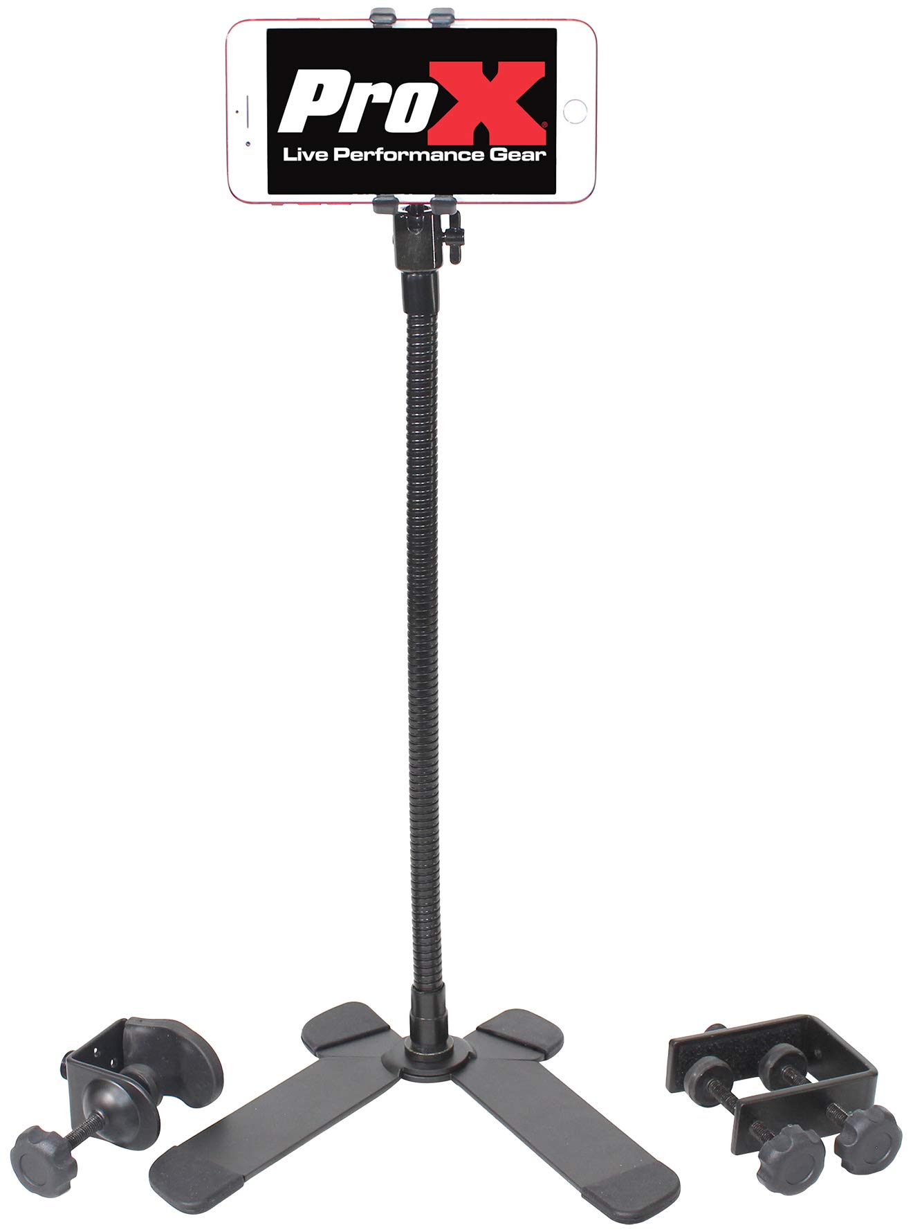 Prox X-MOBICP18 Mobi Buddy Hands Free Phone Clip Kit - DJ Smartphone Mount, Selfie Stick, Table Stand & Tripod Clamp with Case for Vlogging, Live Streaming & Content Creation