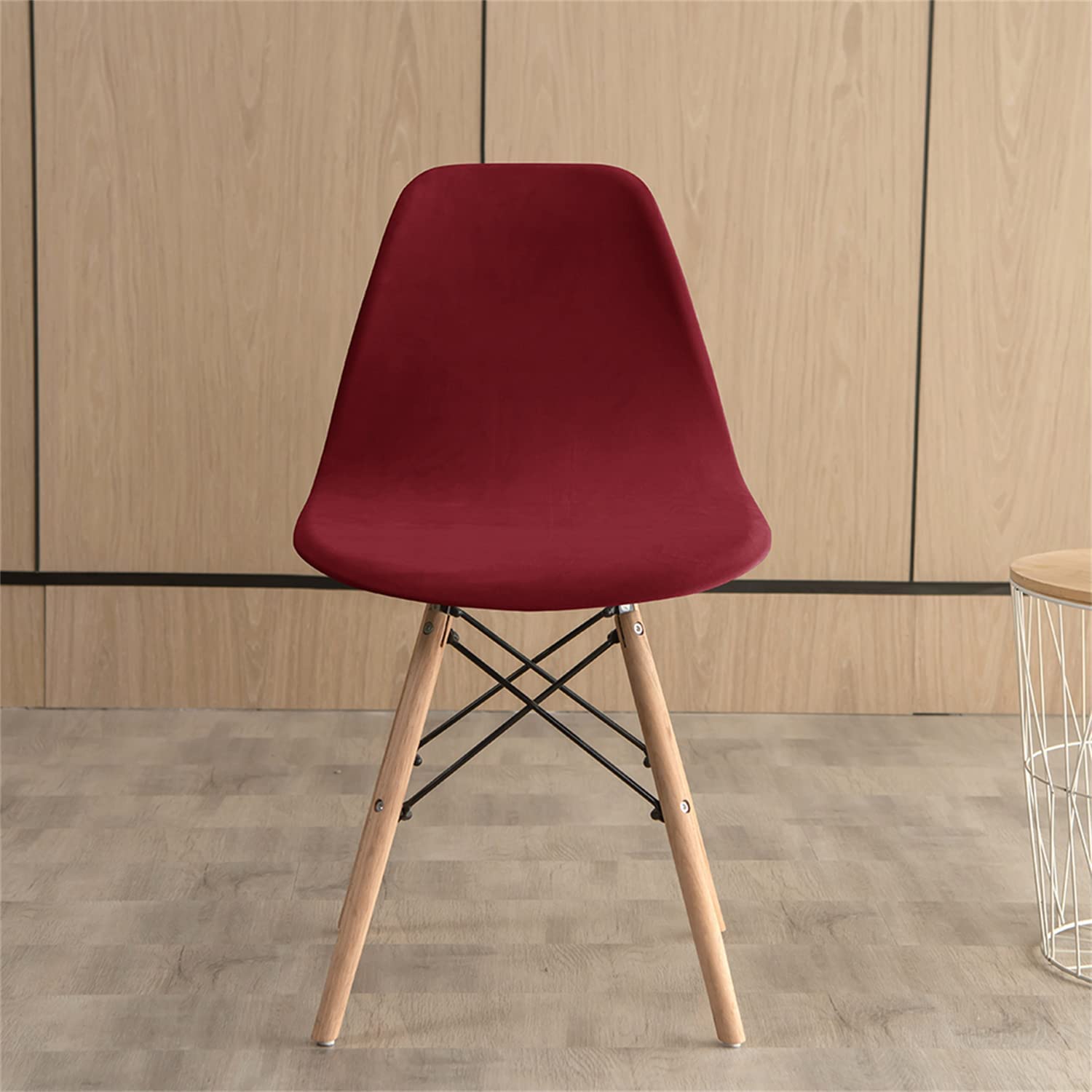 Luxury Velvet Dining Chair Slipcovers - Stretchable Armless Chair Covers Set of 6 for Kitchen, Hotel, Wedding - Elegant Wine Red Fabric Protectors | Perfect for Home Dining, Restaurant Decor & Event Seating