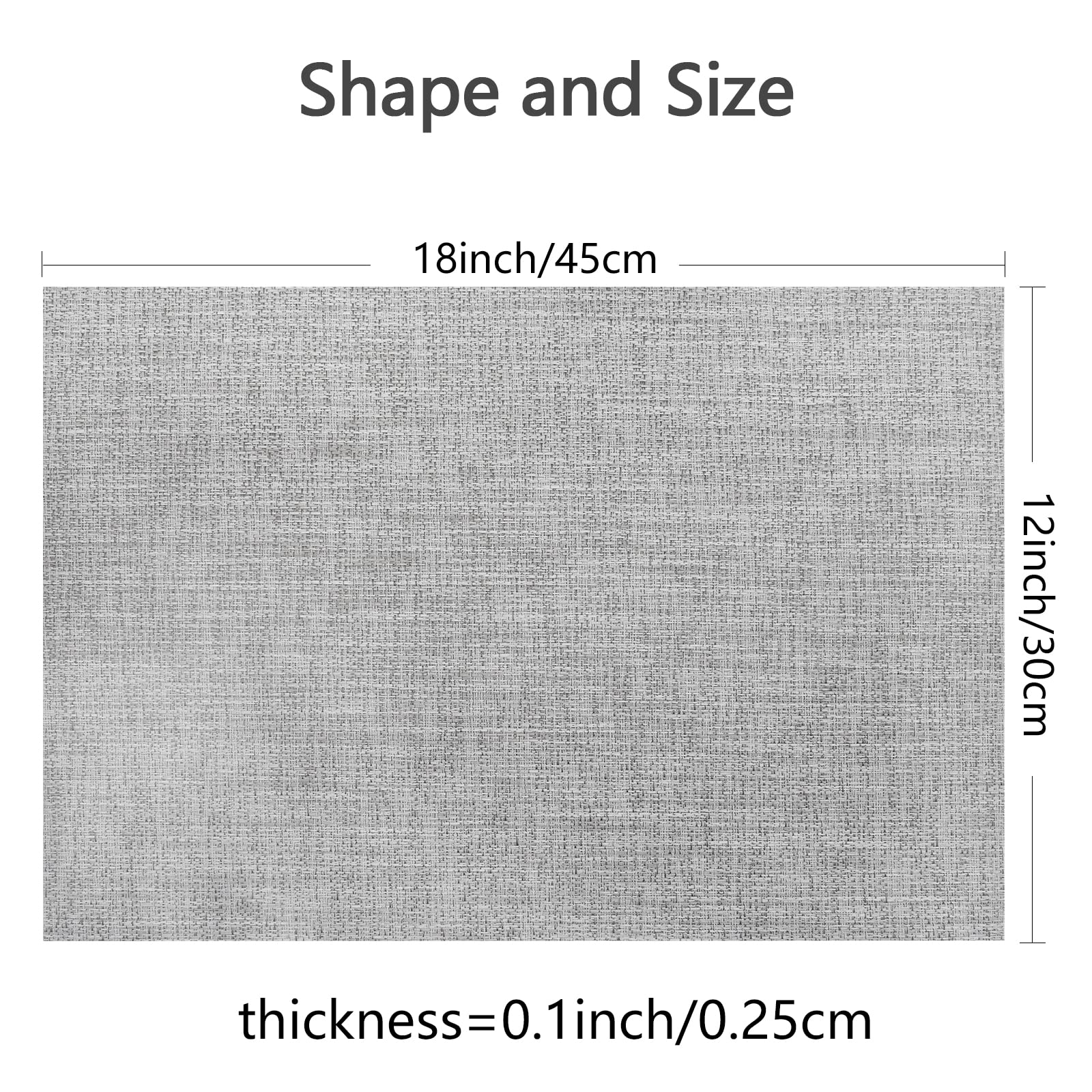 4-Pack Woven Vinyl Placemats for Dining Table - Waterproof & Washable Indoor/Outdoor Placemat Set (Smoky Grey) - Perfect for Kitchen, Patio, Picnic & Daily Use
