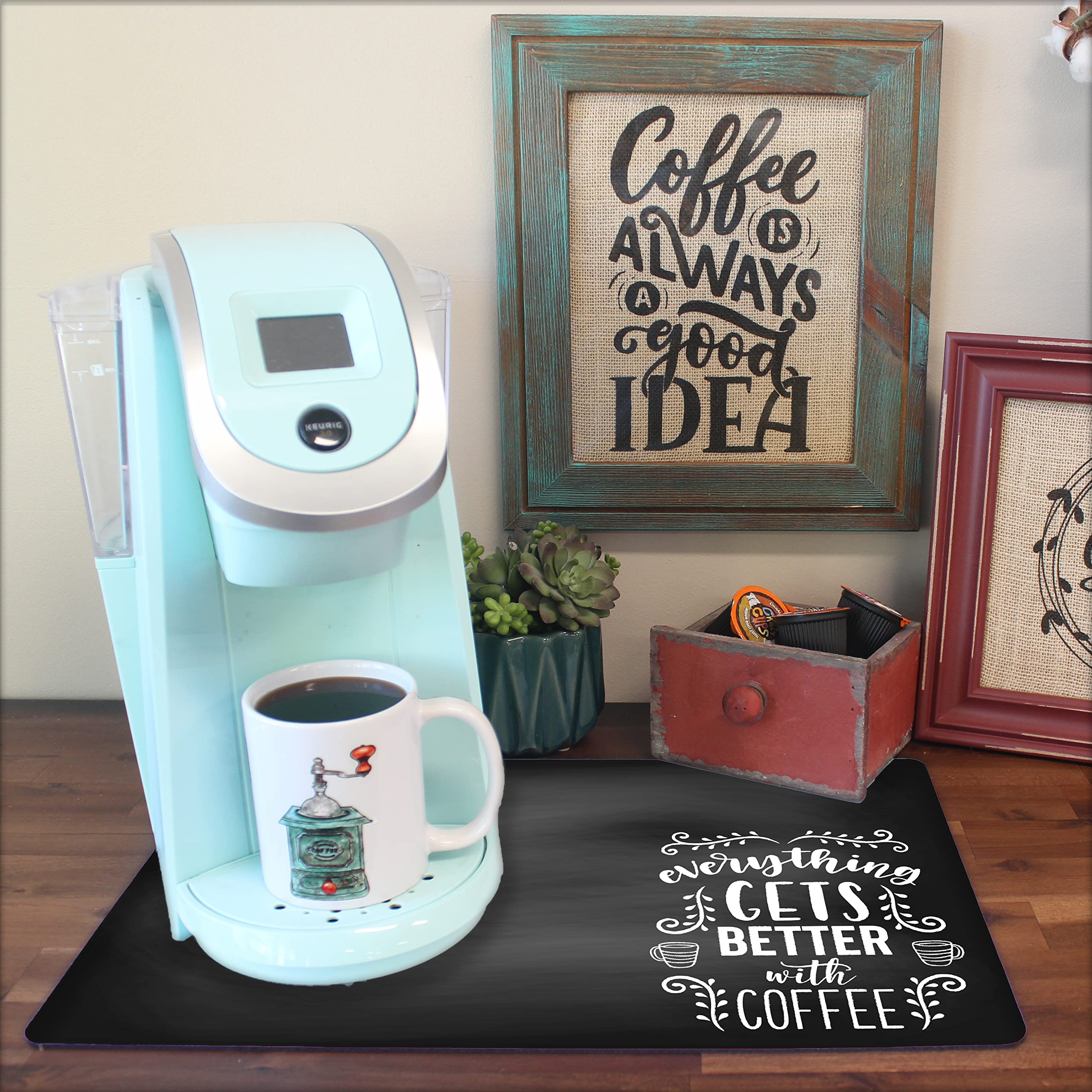 Washable Coffee Spill Mat for Espresso Machine - USA Made Bar Accessory for Home & Cafe