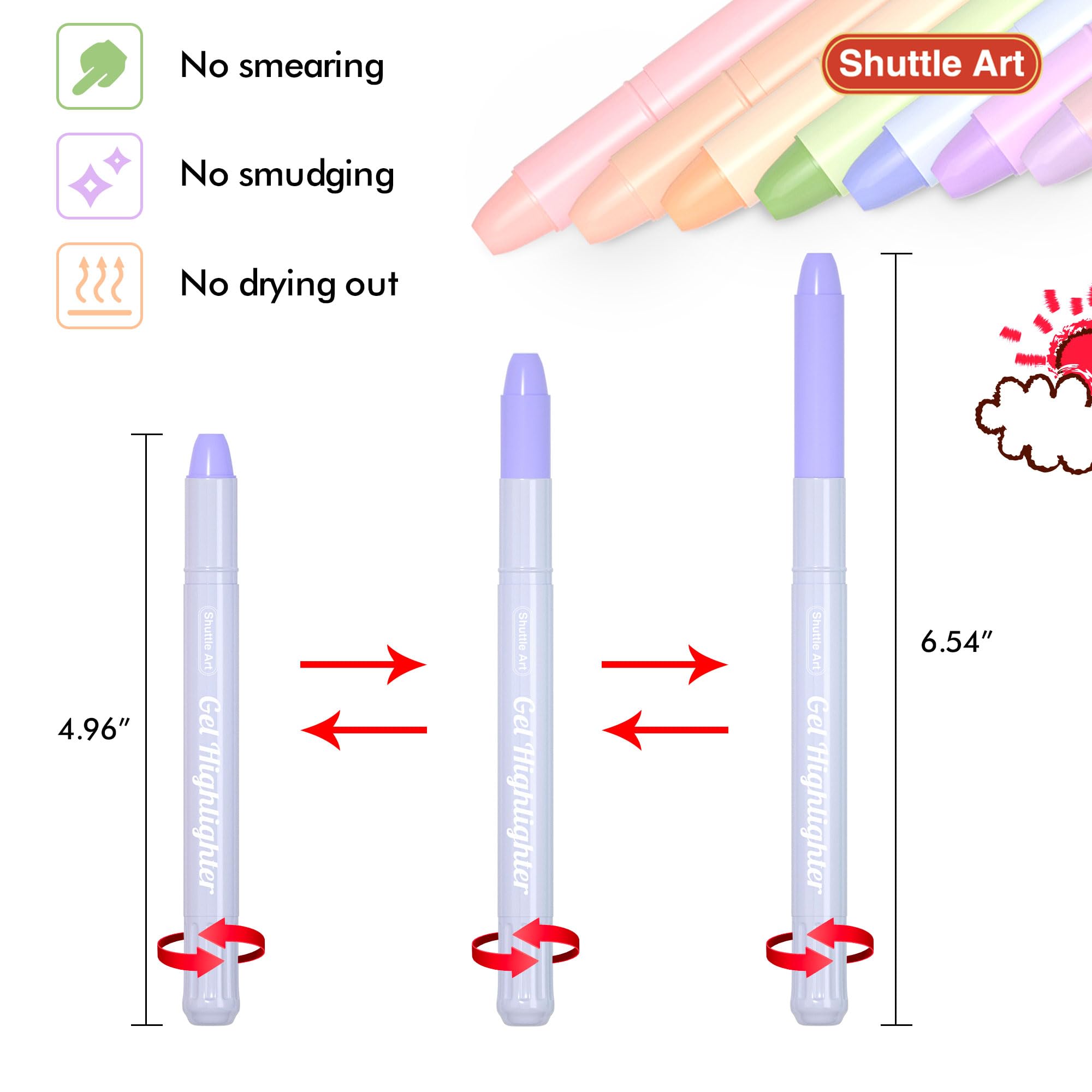 Shuttle Art No Bleed Bible Highlighters & Pens - 12 Mild Colors Gel Highlighters for Bible Journaling, Note Taking & Studying - Perfect for Scripture Marking, School Notes & Planner Organization