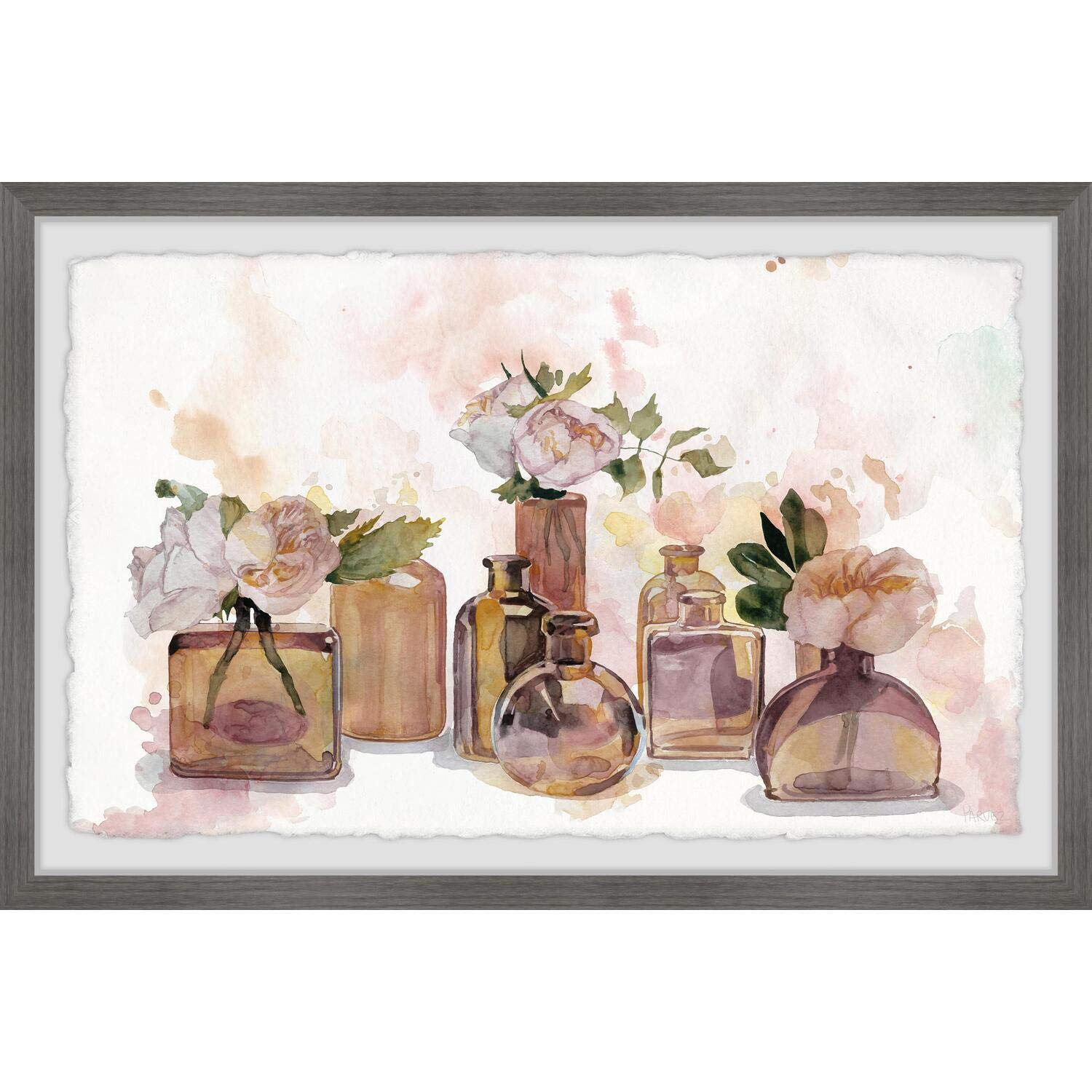 Parvez Taj Topaz Clear Bottles Framed Wall Art Print - 36