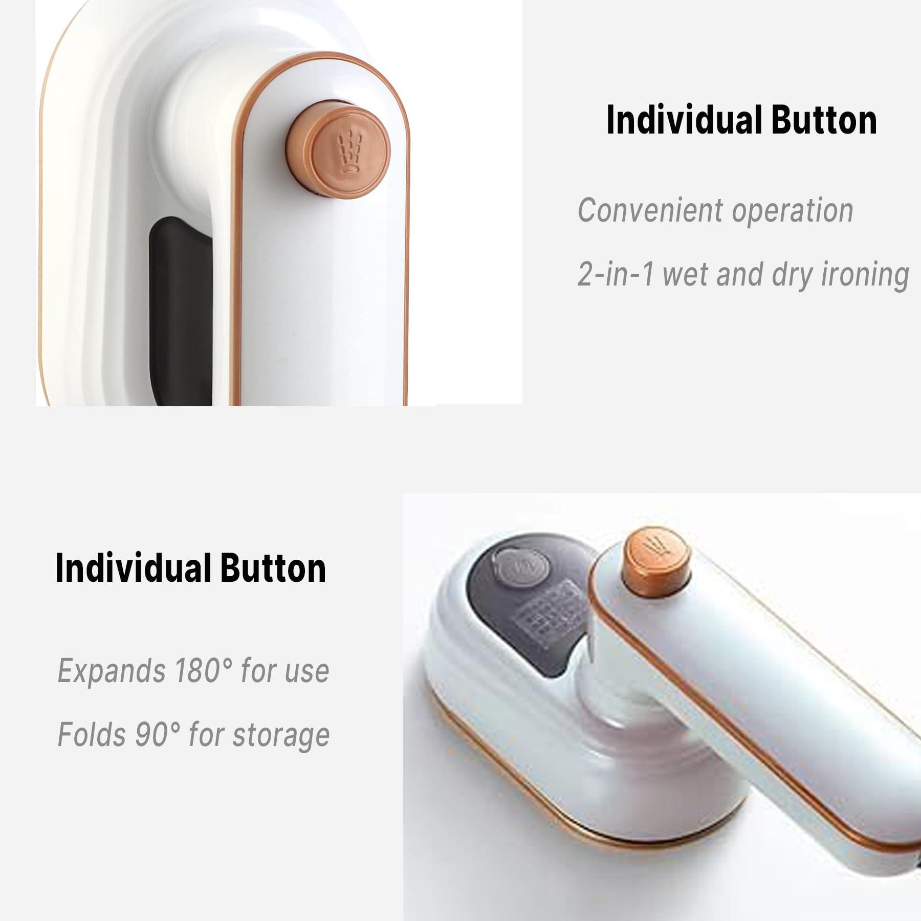 T TOVIA Portable Handheld Travel Steamer for Clothes - Mini Garment Steamer for Shirts, Hats, Caps, Pillows & Crafts | Compact & Lightweight | Perfect for Travel, Dorm & Home Use (White)