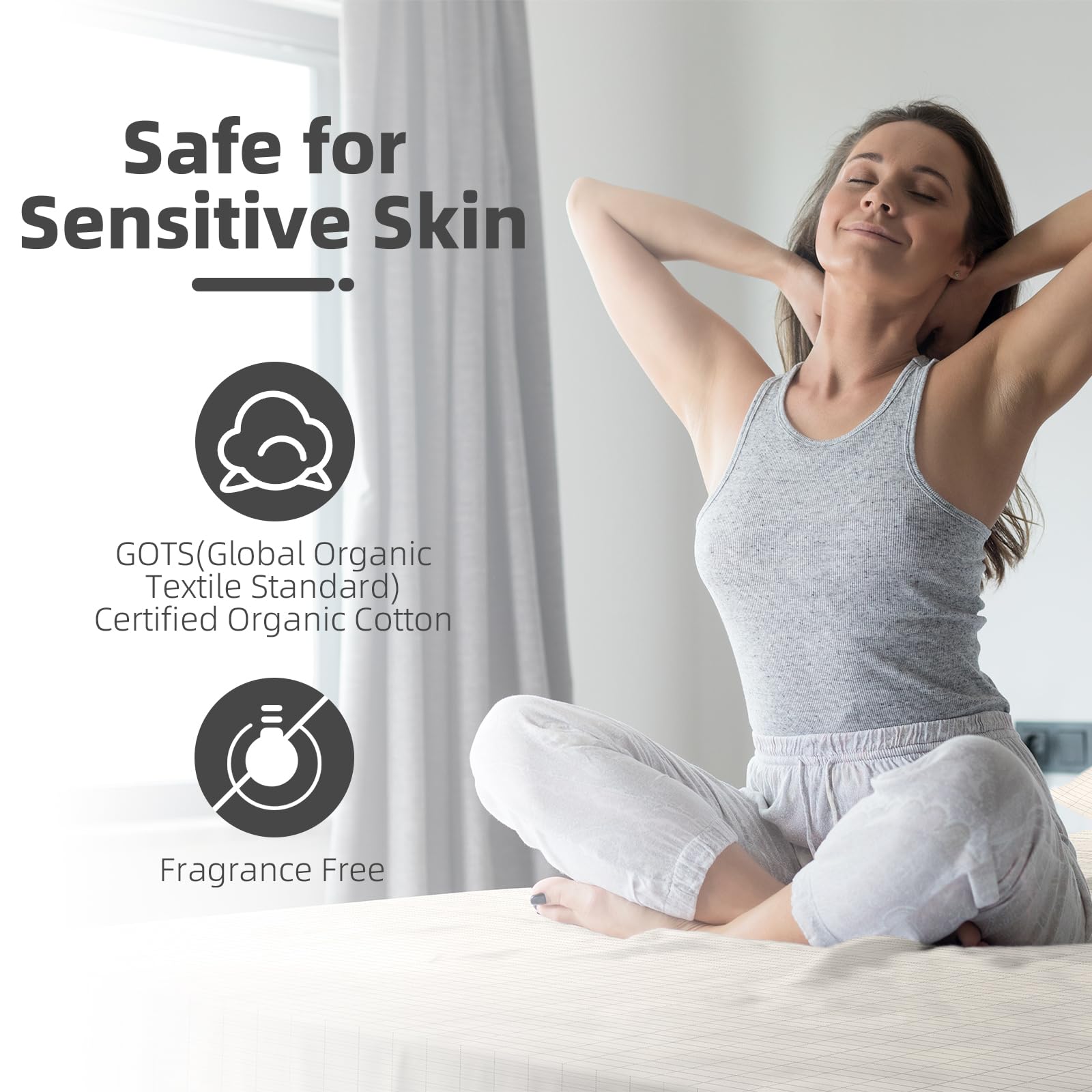 HLLBLL® Grounding Fitted Sheets - 90% Cotton 10% Silver Conductive Bed Sheet with Static Grounding Wire, Includes Test Pen & Socket Tester (Beige, Queen Size) for Better Sleep & EMF Protection - Perfect for Home, Travel & Sensitive Sleepers