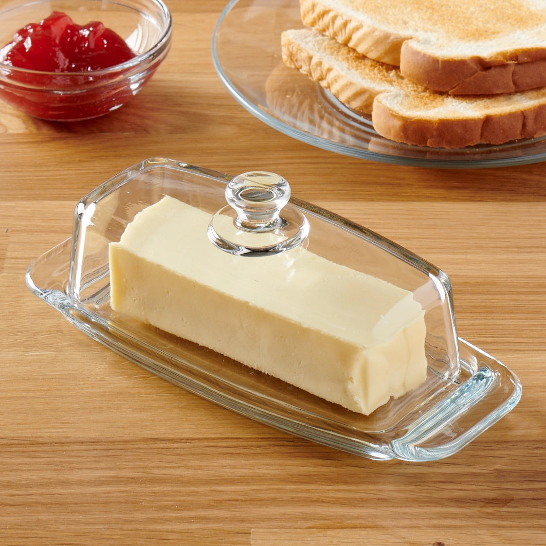 Anchor Hocking Whitman Glass Butter Dish with Lid - Airtight & Elegant for Kitchen, Dining Table, or Gift Giving - Perfect for Butter, Cheese, or Jam Storage