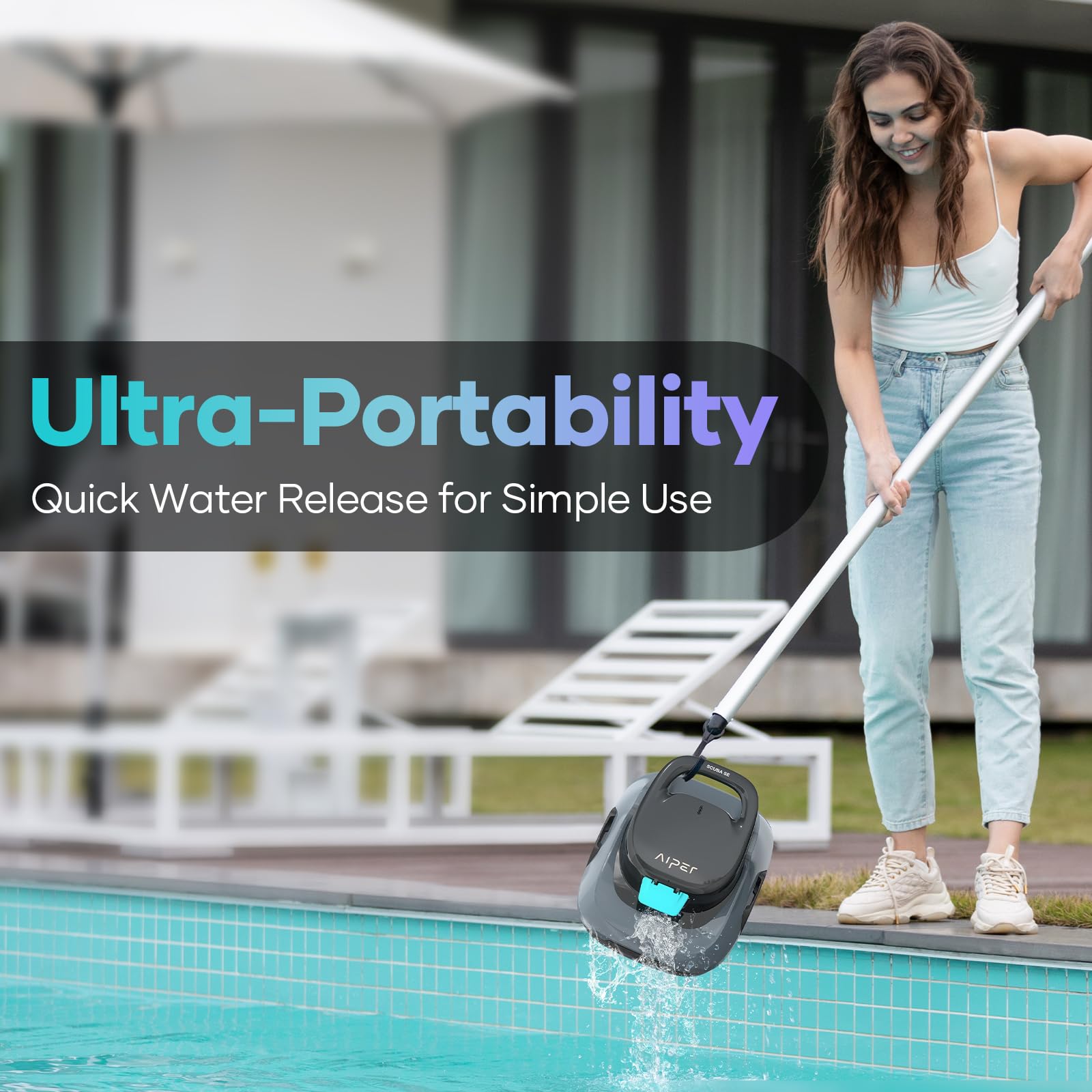AIPER Cordless Robotic Pool Cleaner - Automatic Pool Vacuum with Self-Parking Technology, 90 Min Runtime for In-Ground & Above-Ground Pools up to 40 FT | Perfect for Weekly Maintenance & Seasonal Pool Cleaning