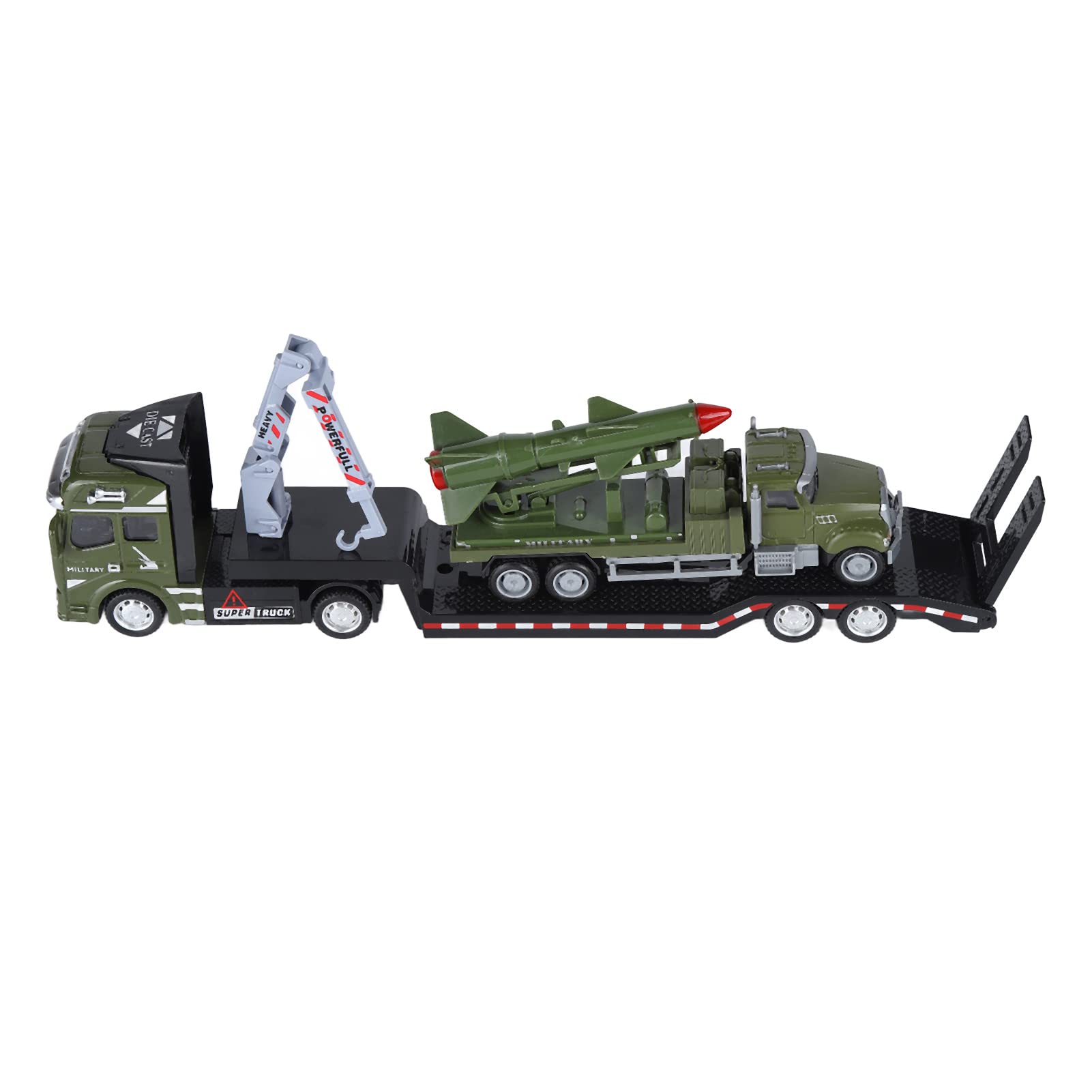 Germerse 1:50 Scale High Simulation Military Trailer Toy with Rocket Launcher - Educational Tow Truck Car for Kids, Develops Imagination & Patience - Perfect for Home Play, Birthday Gifts & STEM Learning Activities
