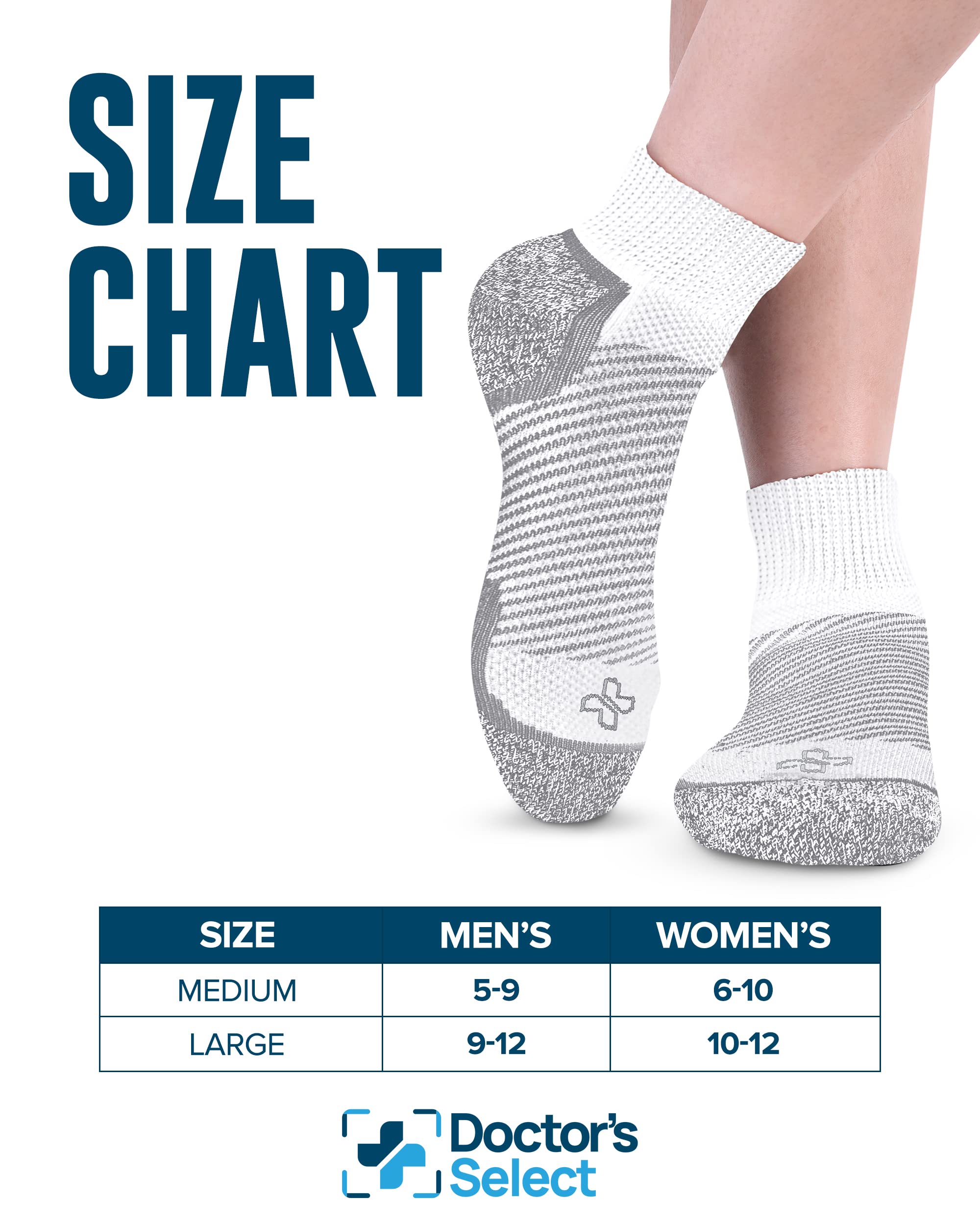 Doctor's Select Diabetic Ankle Socks for Women & Men - 4 Pairs | Breathable Cotton Neuropathy Socks for Circulation | Ideal for Diabetes, Swelling & Daily Comfort