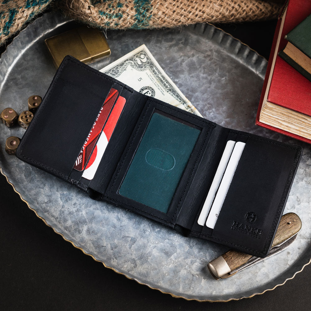 Saranac Premium Trifold Wallet - RFID Blocking Leather Bifold Wallet for Men with Money Clip | Slim Minimalist Design for Everyday Carry, Travel & Business Use