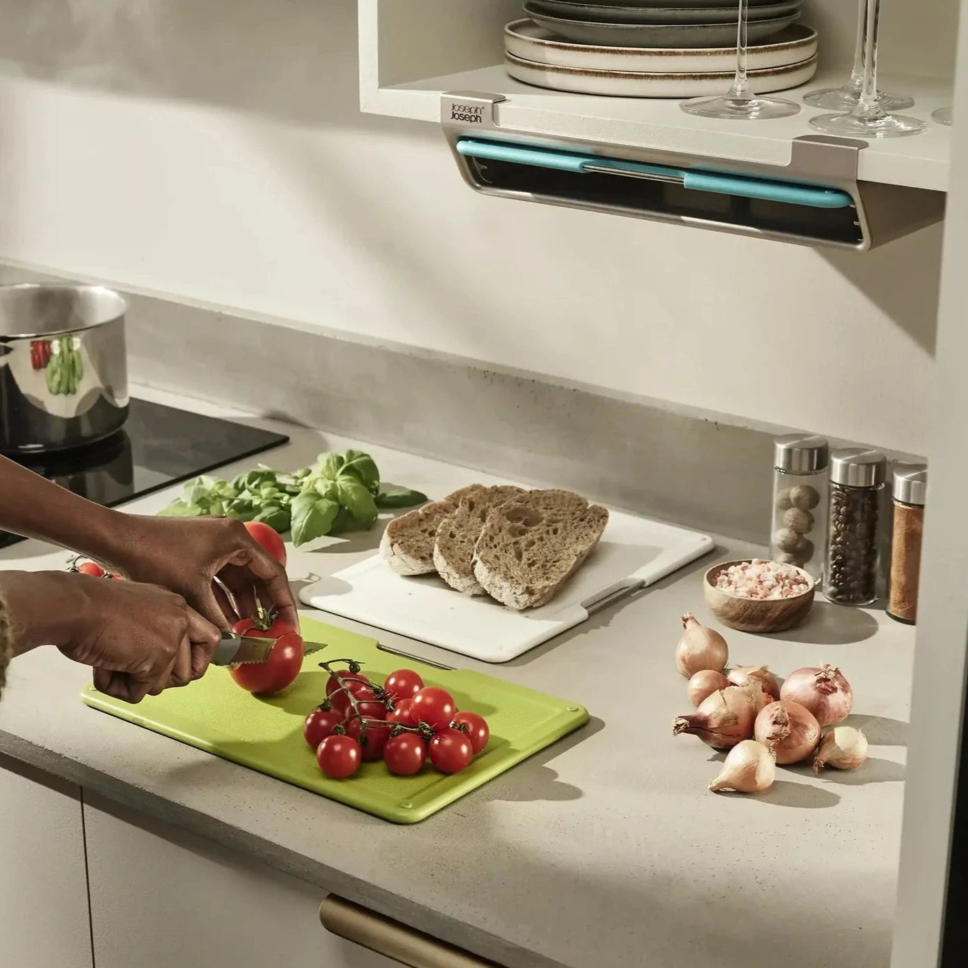 Folio™ Slim 3-Piece Under Shelf Multicolor Chopping Board Set - Space-Saving Kitchen Organizer for Small Spaces & Compact Countertops